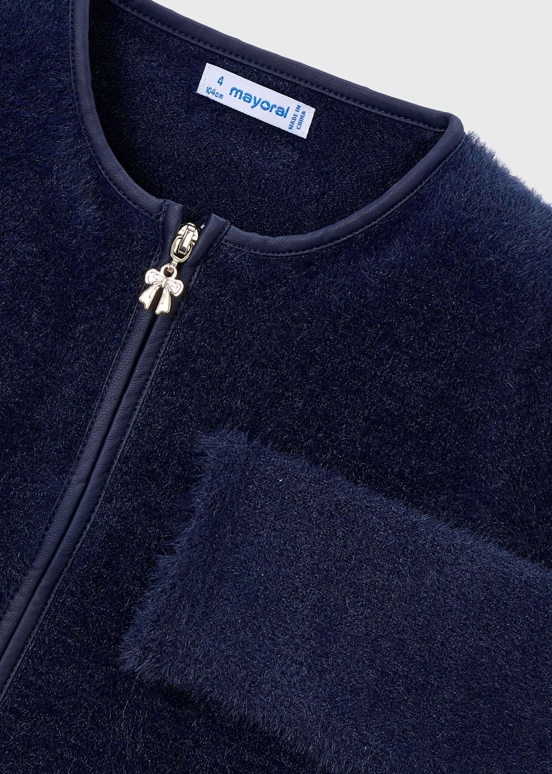 Girl Faux Fur Knit Cardigan