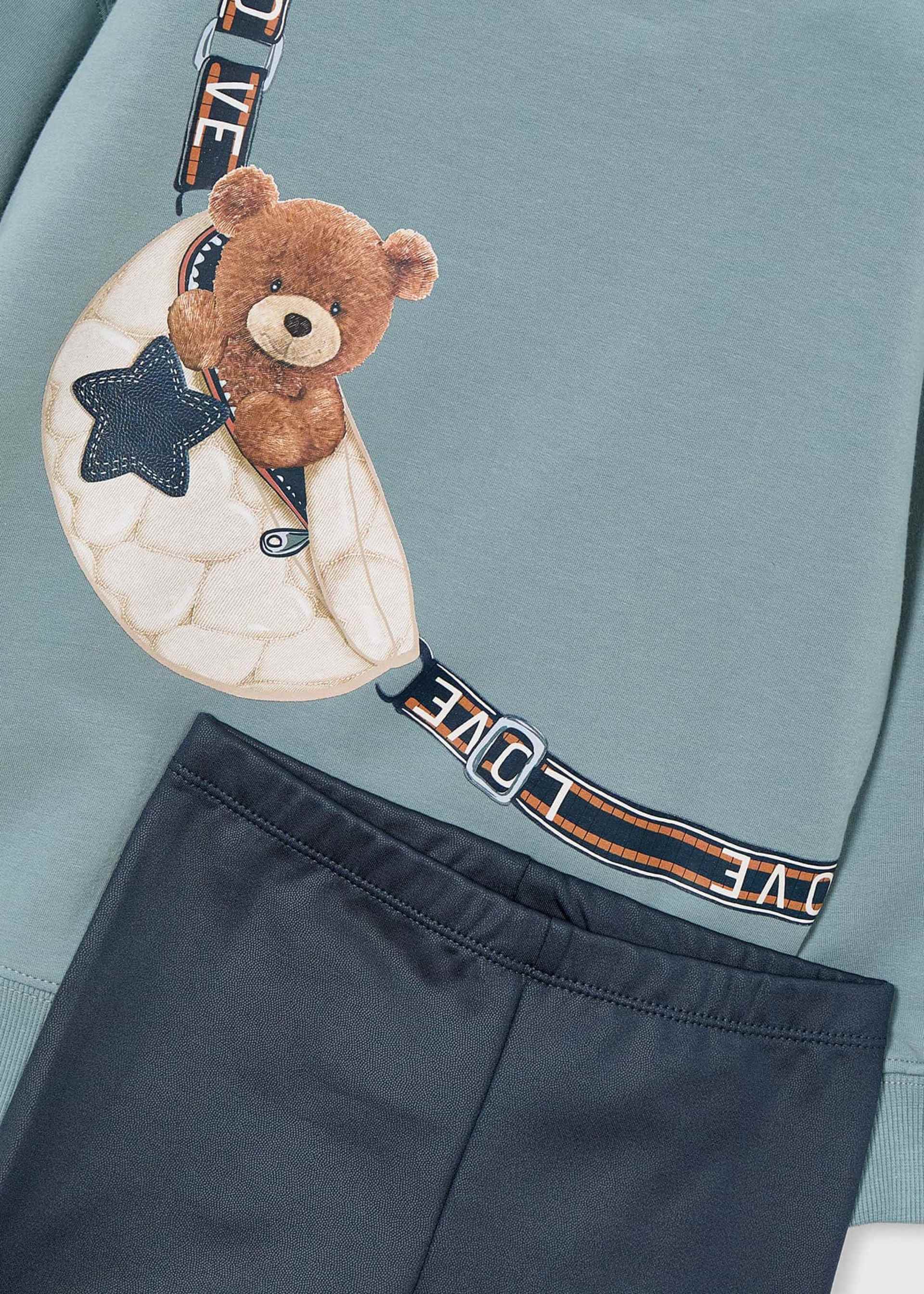 Girls legging and bear jumper set