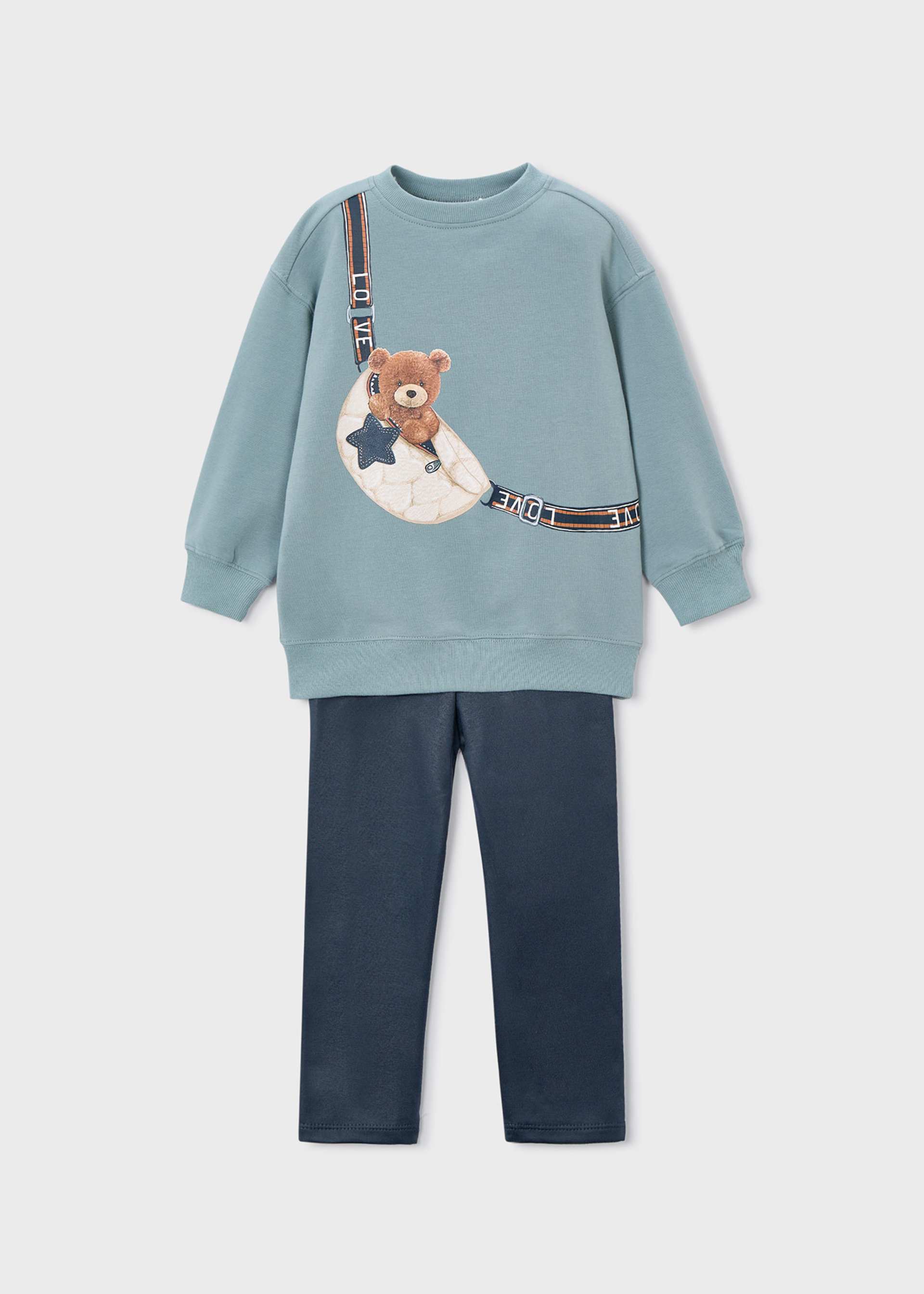 Completo leggings e felpa orso bambina