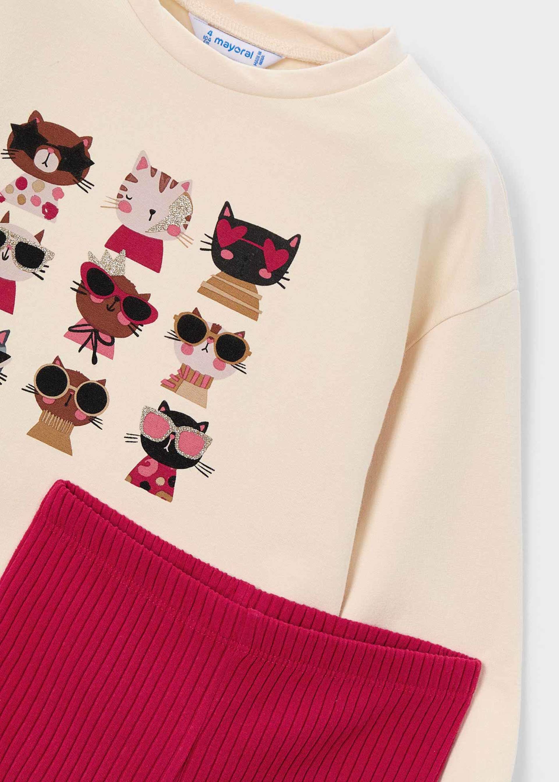 Ensemble legging et sweatshirt côtelés fille