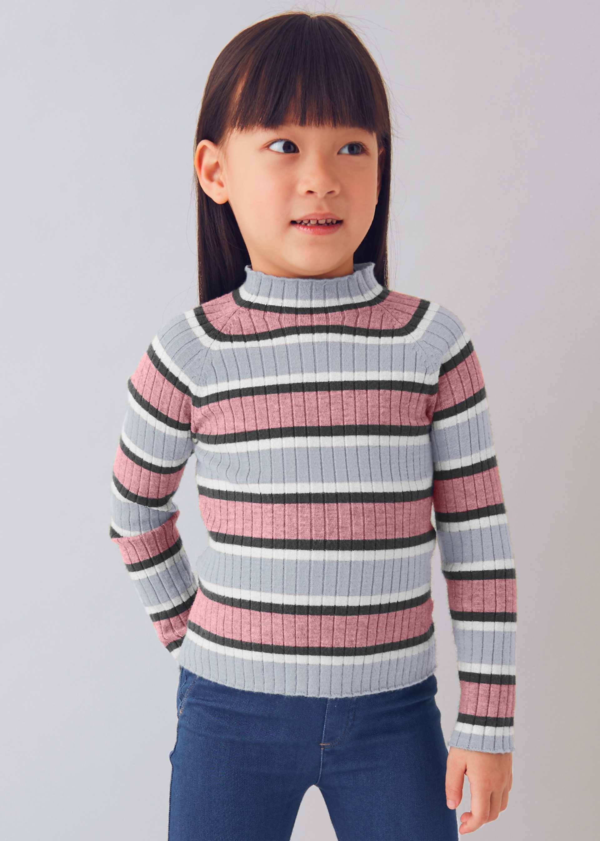 Girl Mock Neck Knit Sweater