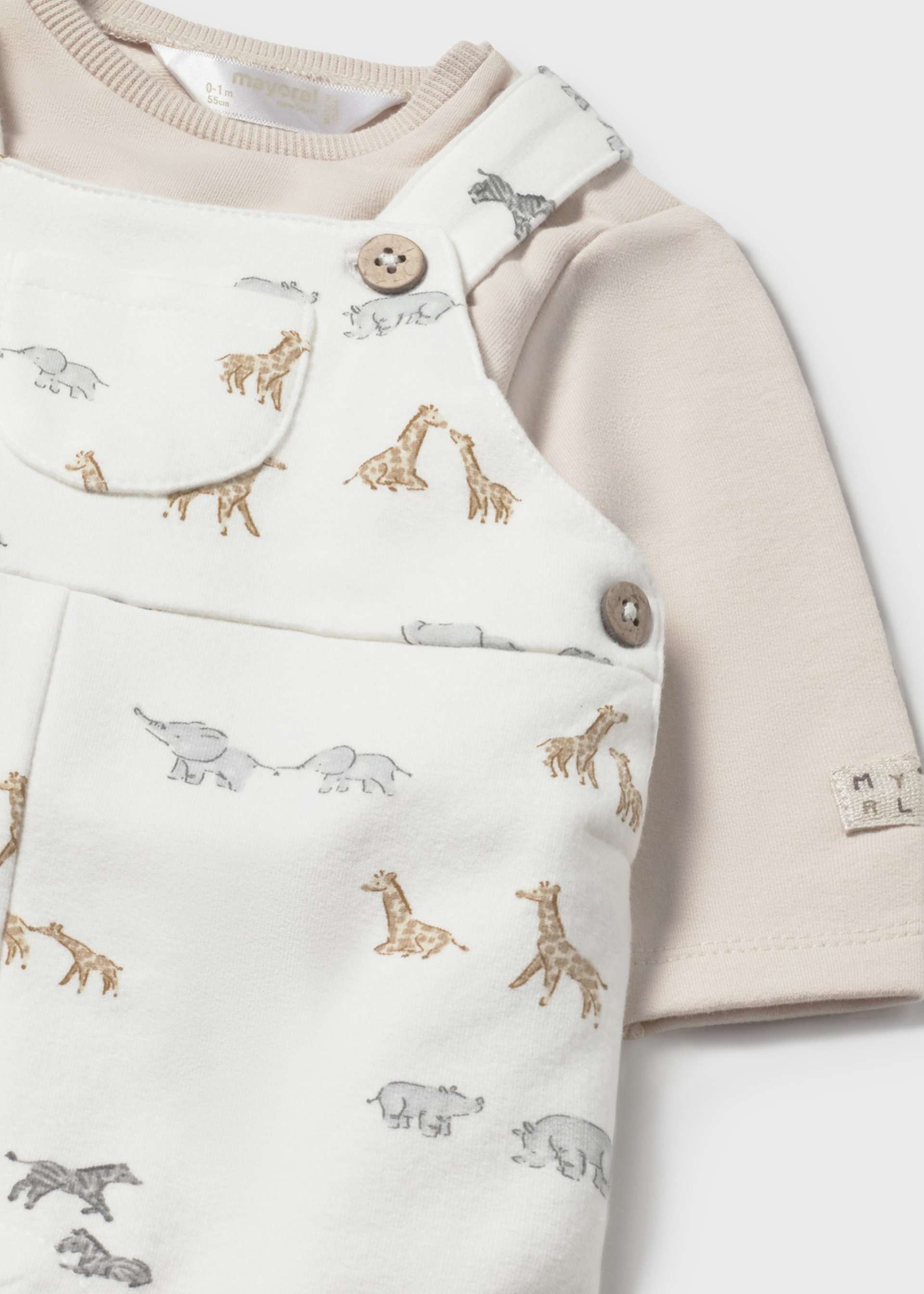 Conjunto peto estampado y camiseta recién nacido