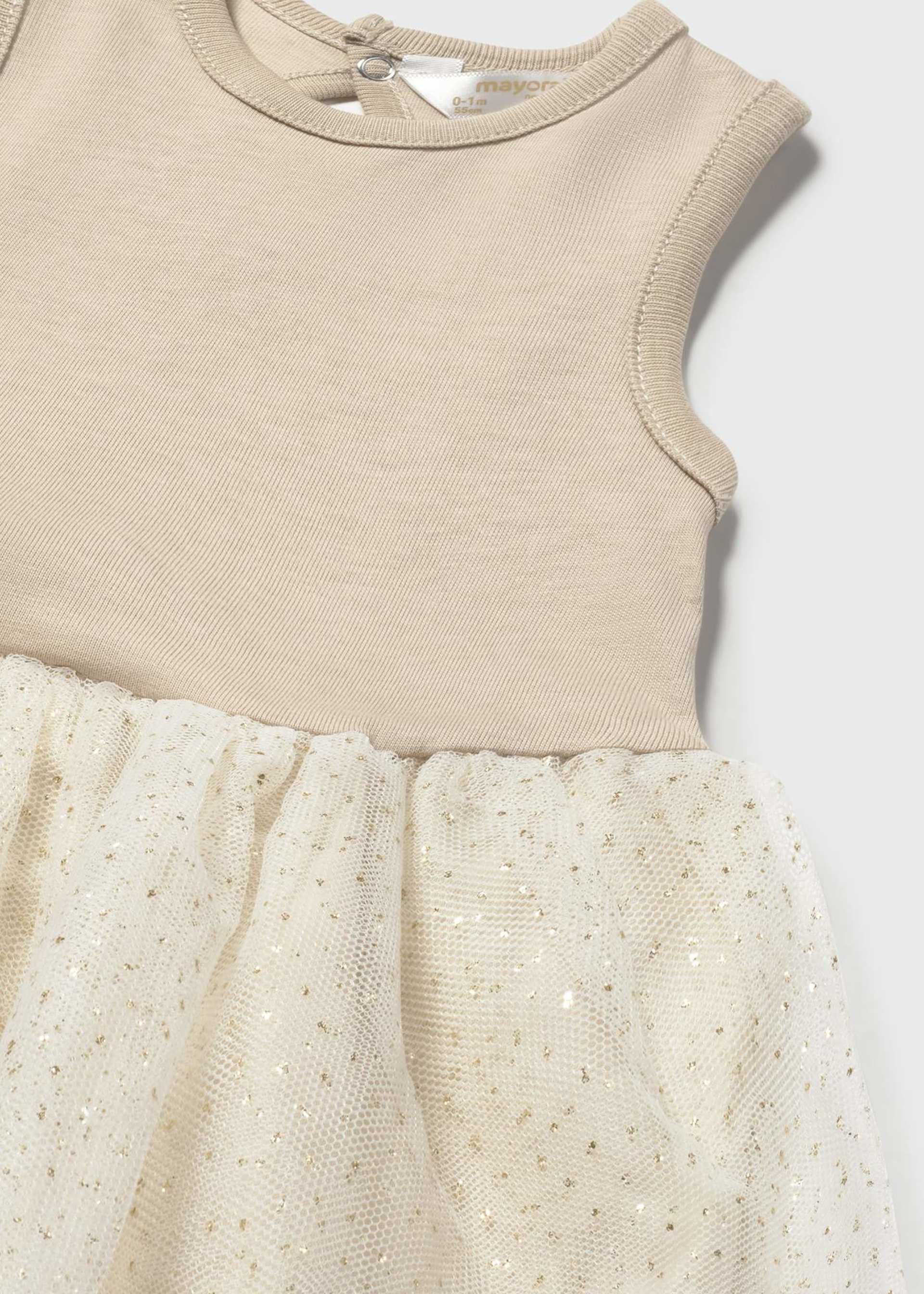 Vestido combinado tul recién nacida