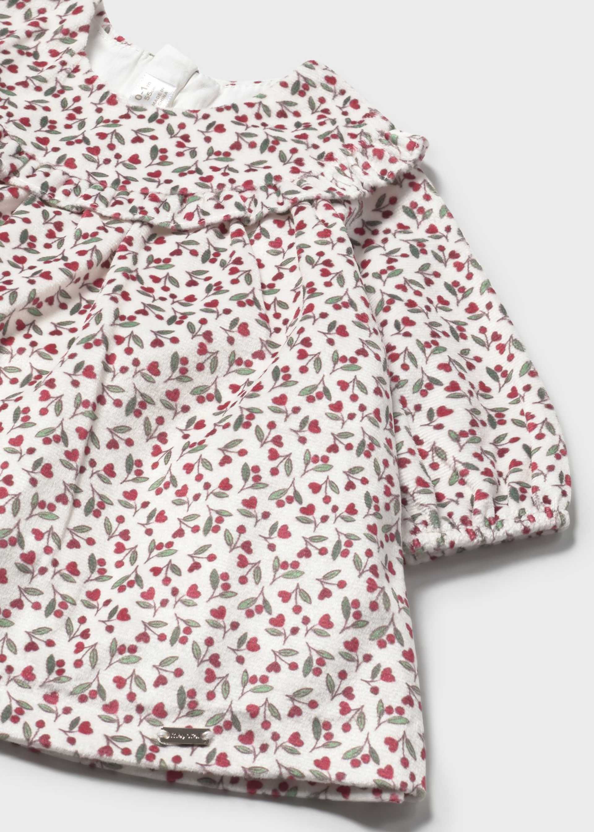 Newborn Girl Printed Velvet Dress