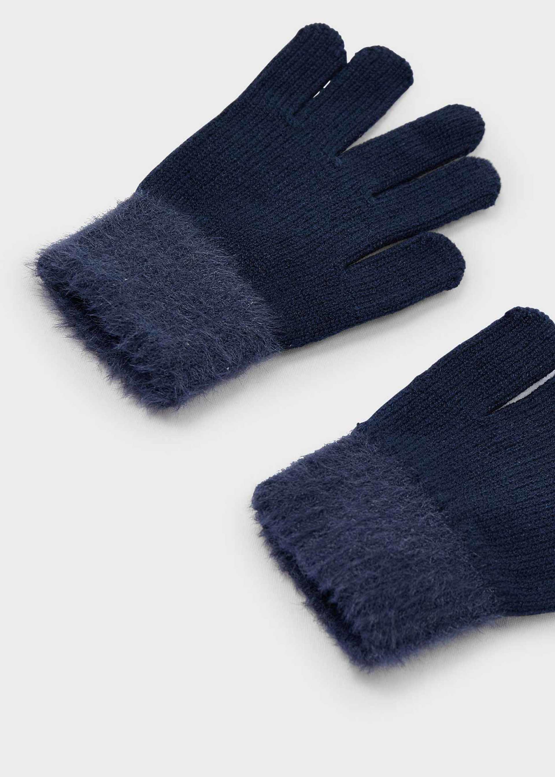 Girls knitted fur gloves