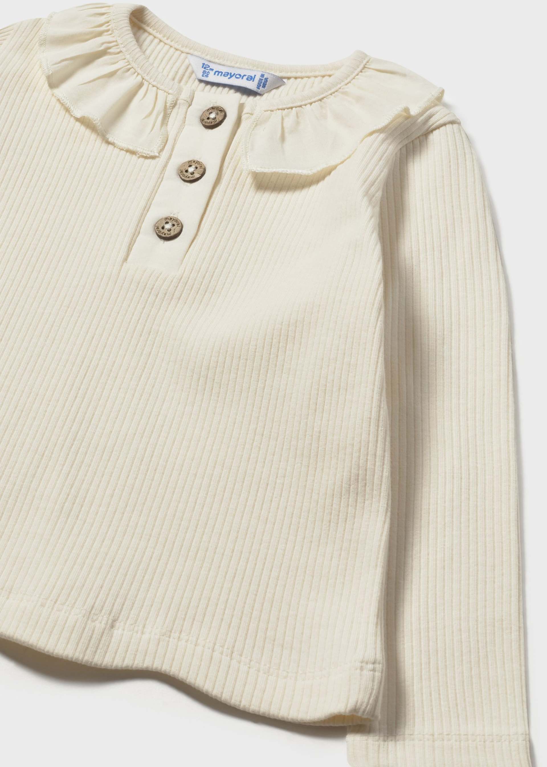 Babys ribbed polo shirt with ruffle collar Babys ribbed polo shirt with ruffle collar