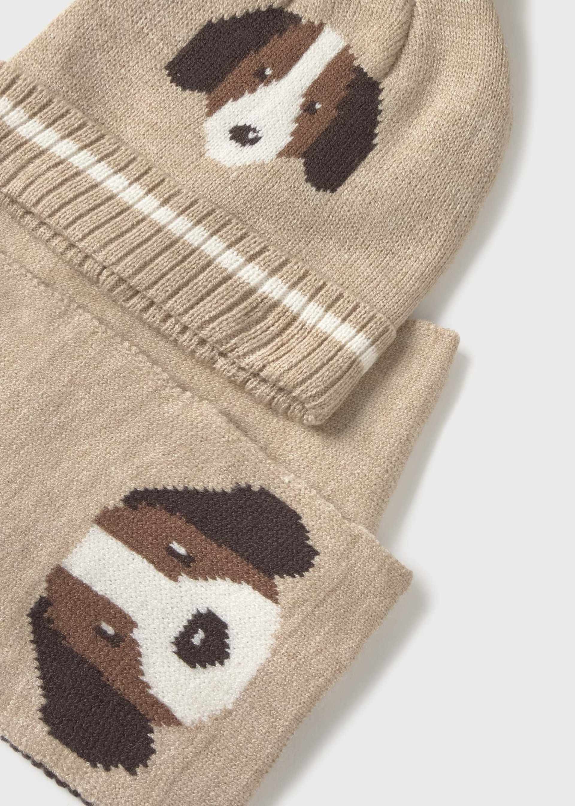 Conjunto gorro y bufanda perrito bebé