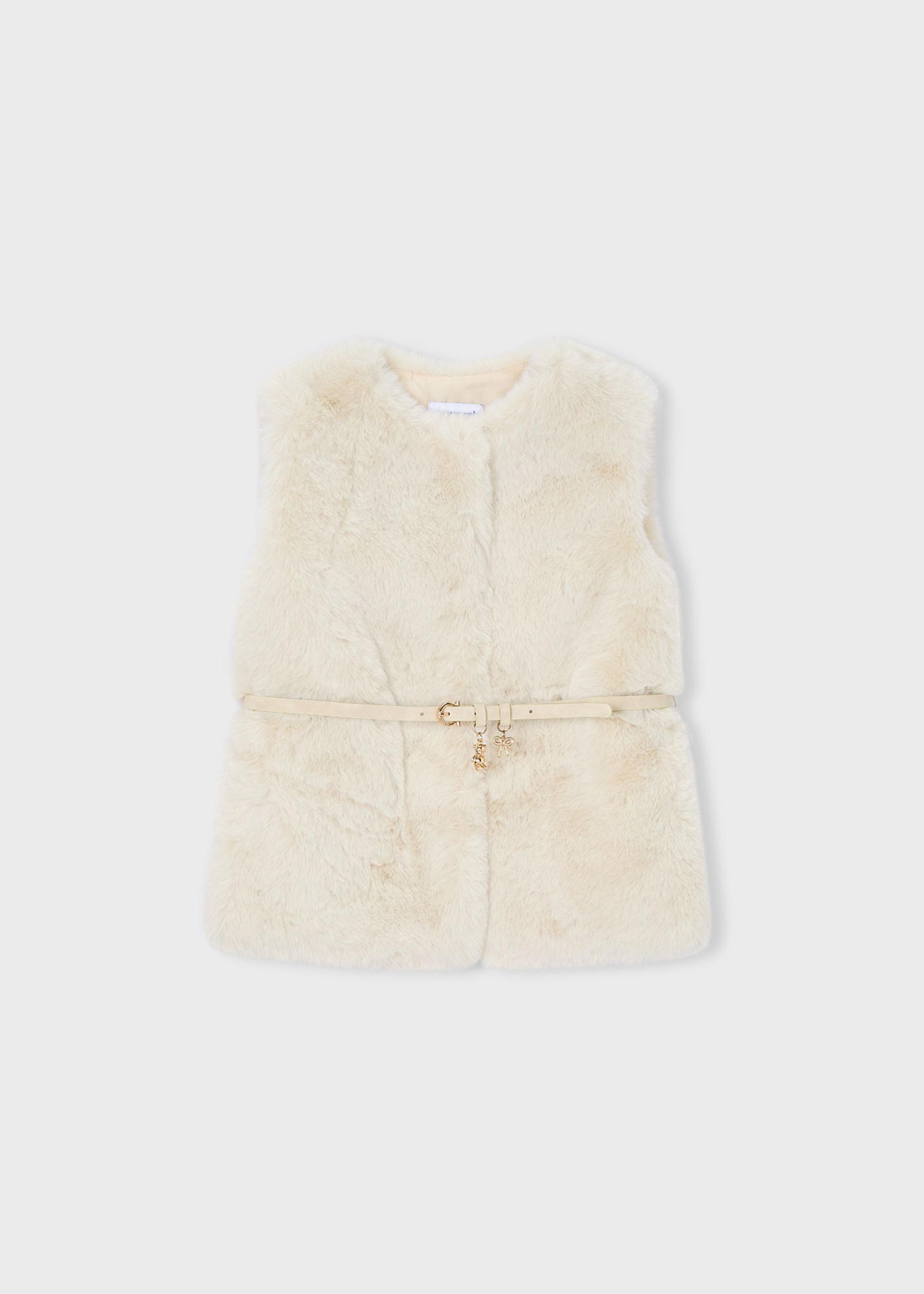 Girls fur gilet with belt
