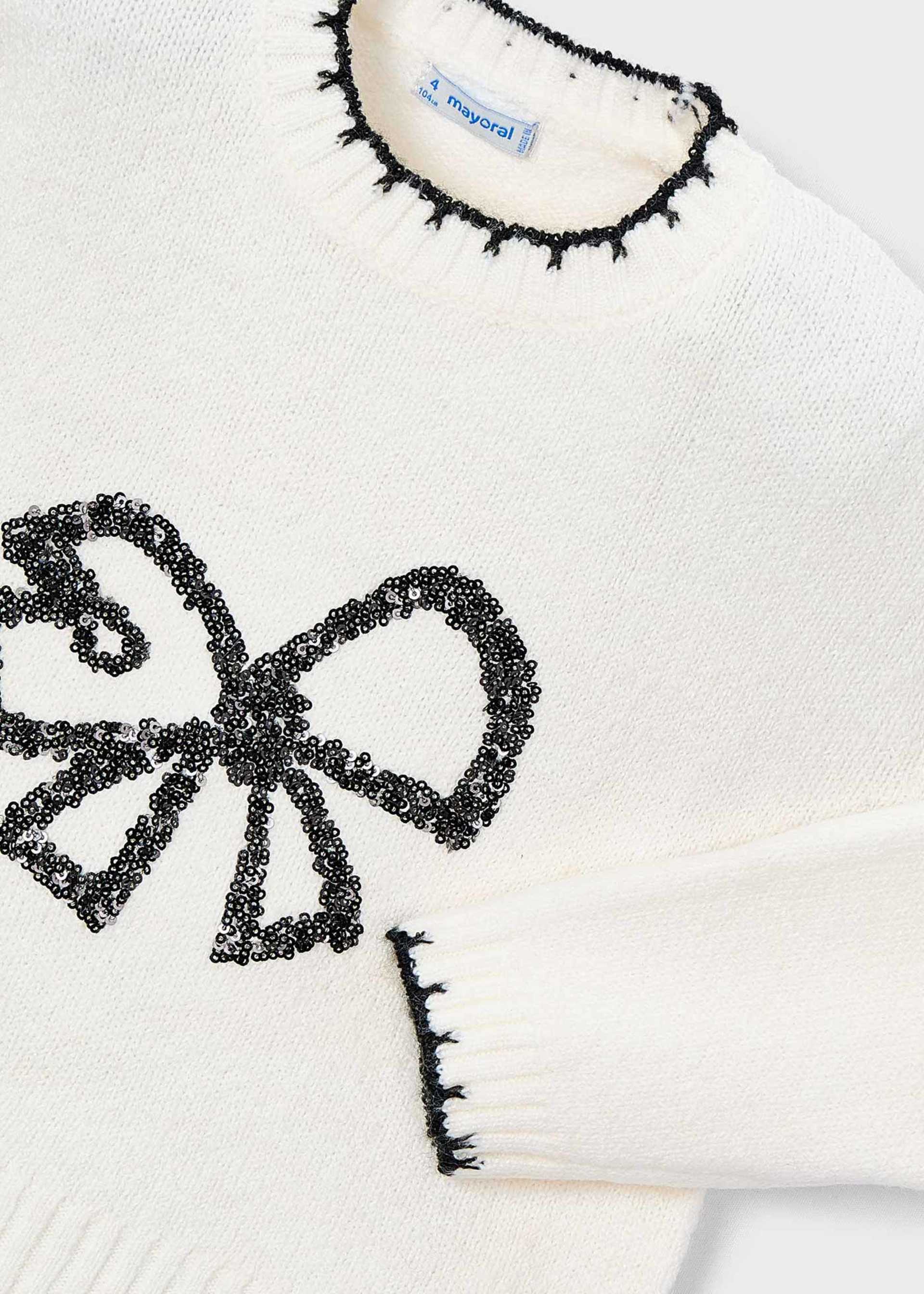 Girl Sweater with Embroidered Sequin Detail