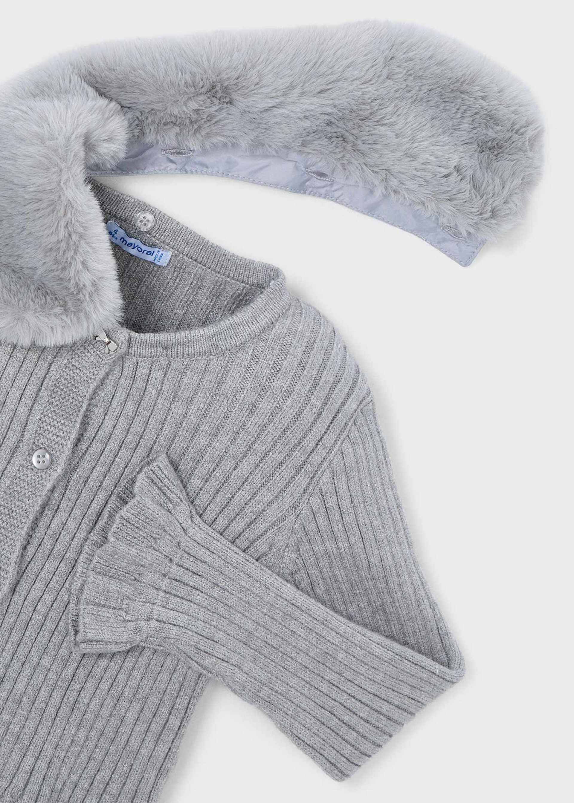 Cardigan colletto pellicciotto bambina