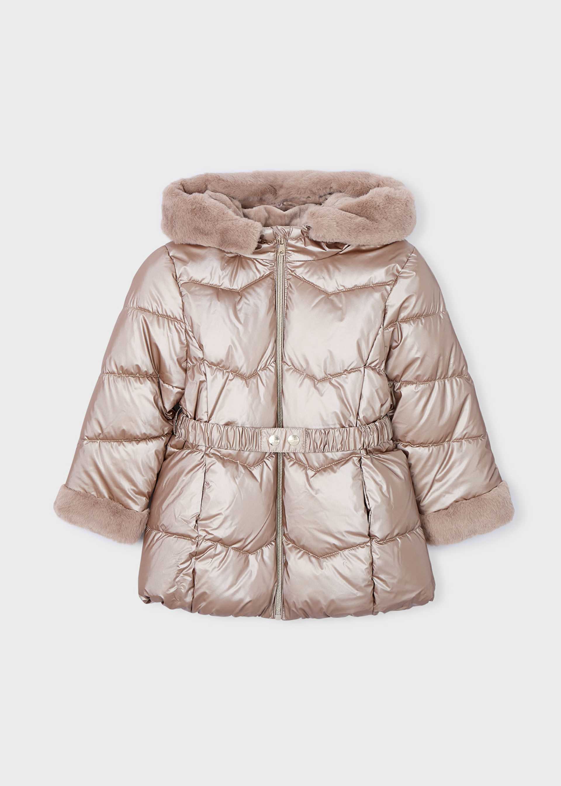 Winterjacke metallisiert Gürtel Mädchen Winterjacke metallisiert Gürtel Mädchen