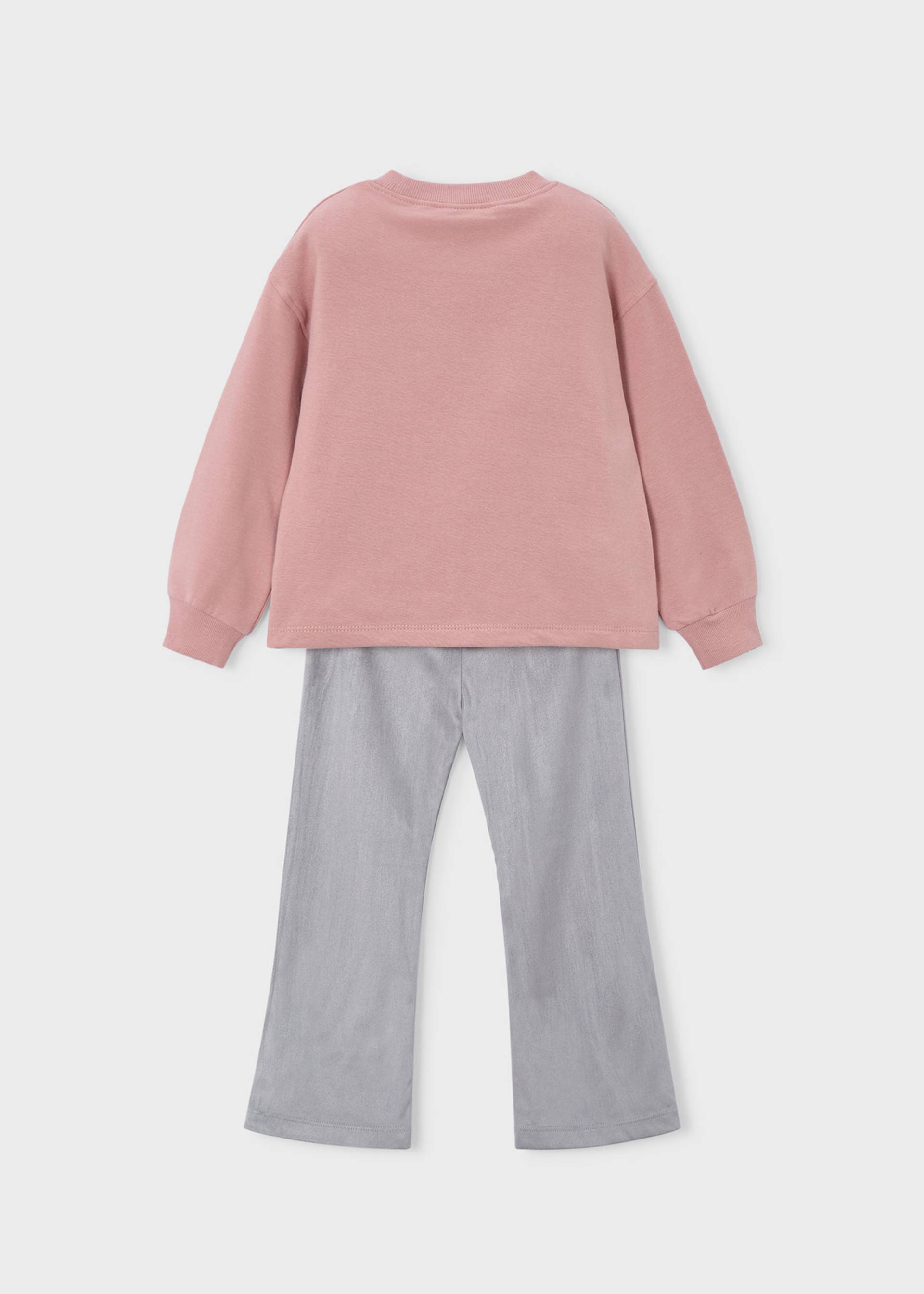 Girls legging and embroidered jumper set