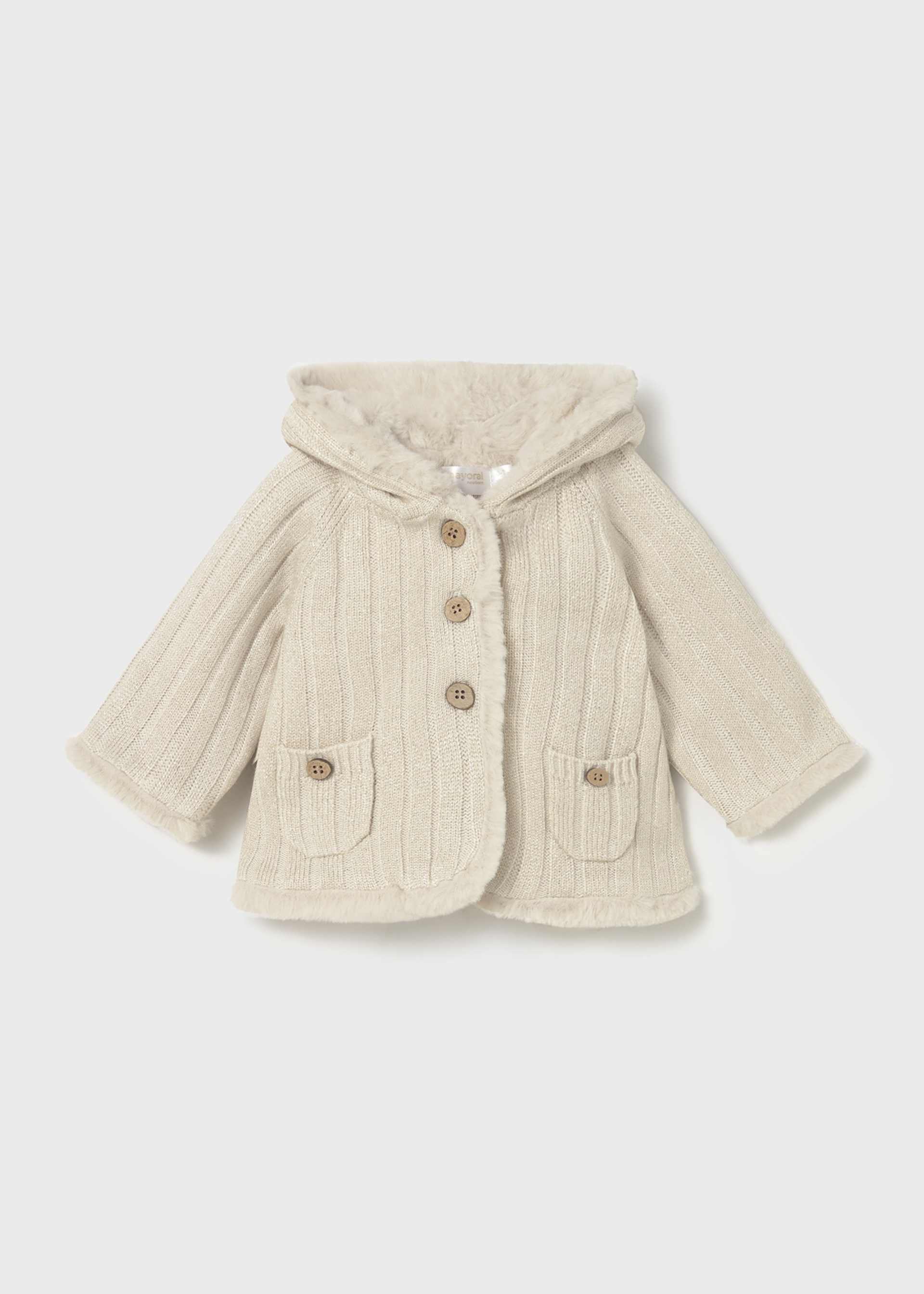 Chaqueta tricot con pelo recién nacida