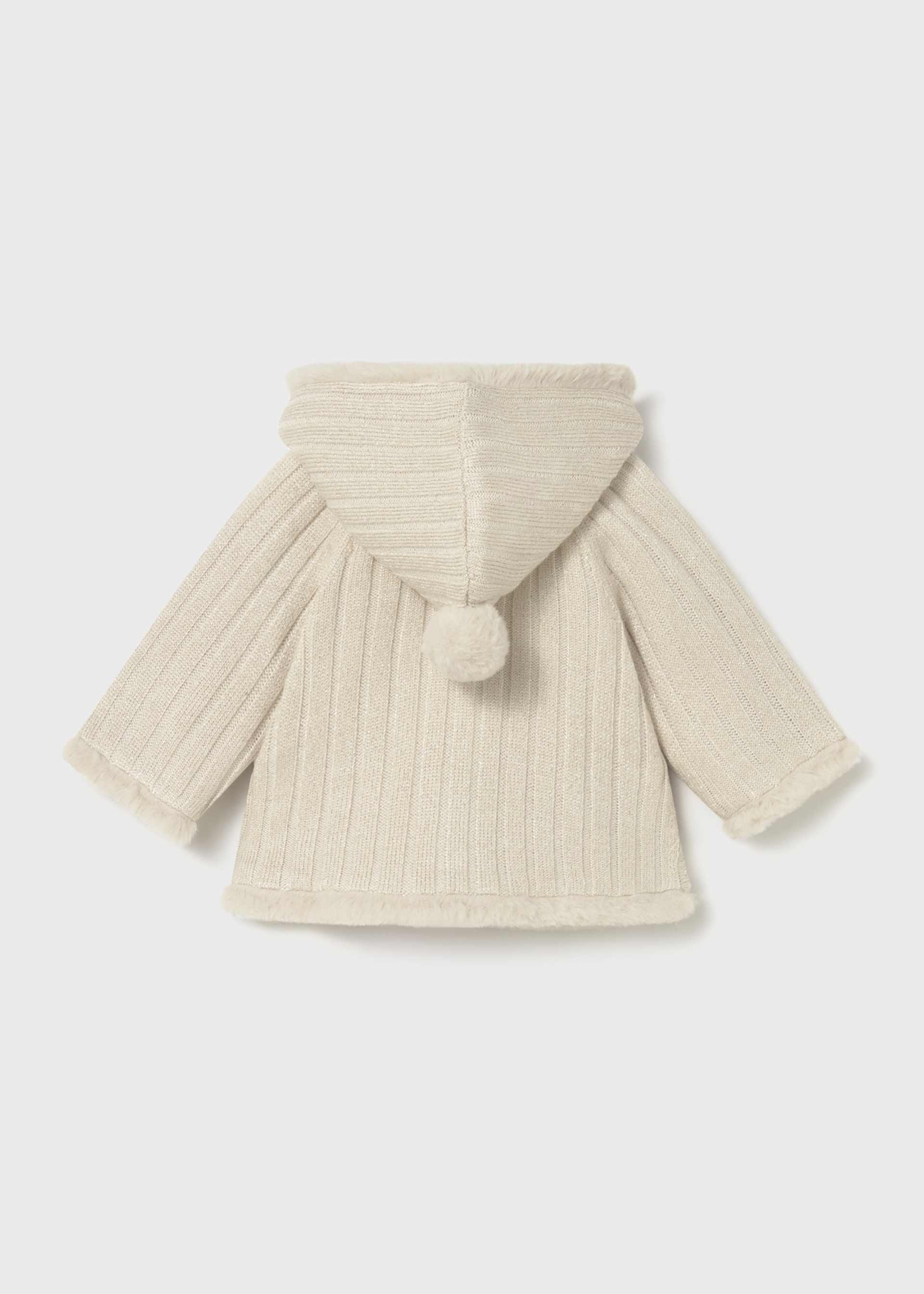 Newborn Girl Knit Jacket with Faux Fur