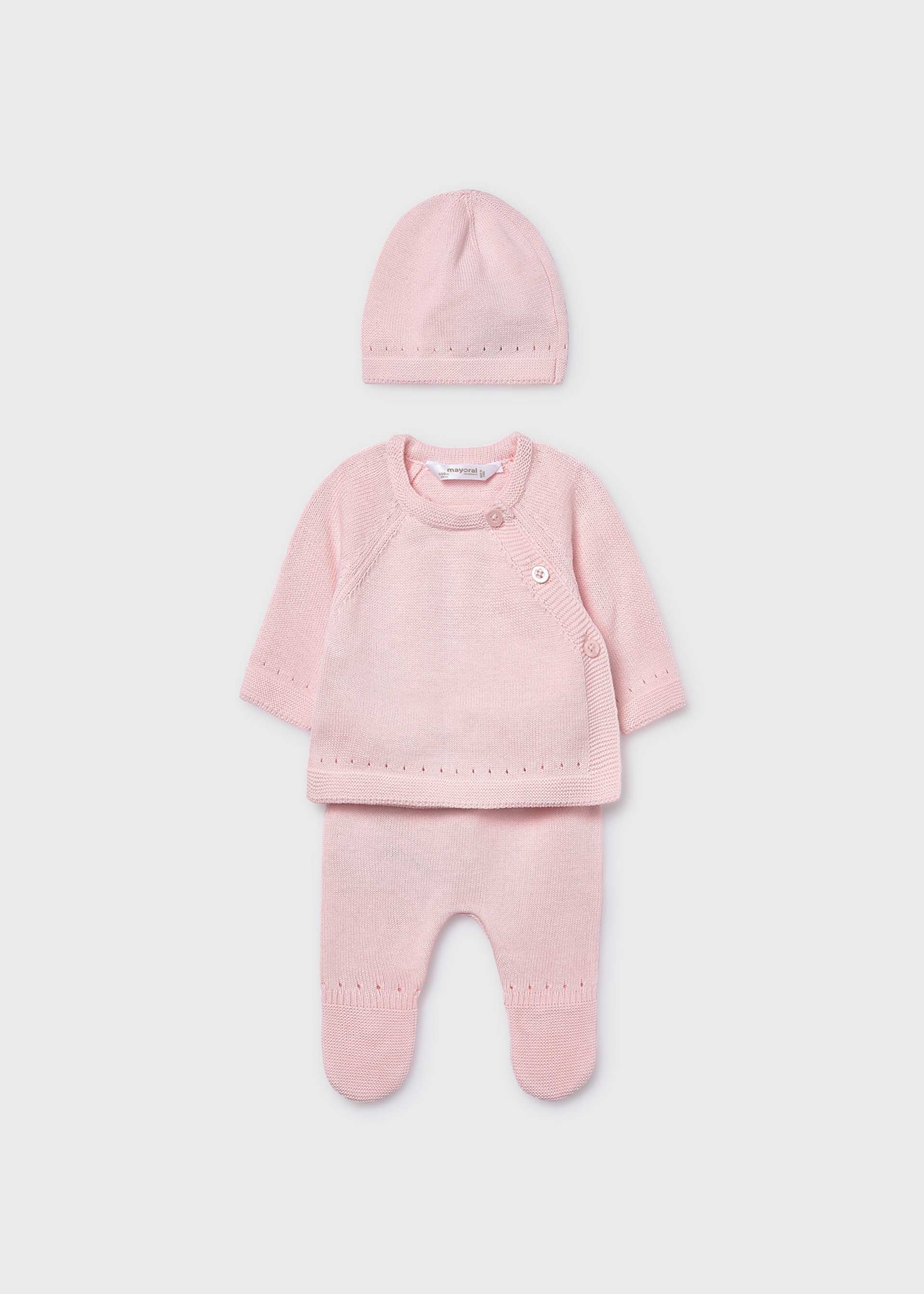 Baby unisex 3 piece knitted gift set