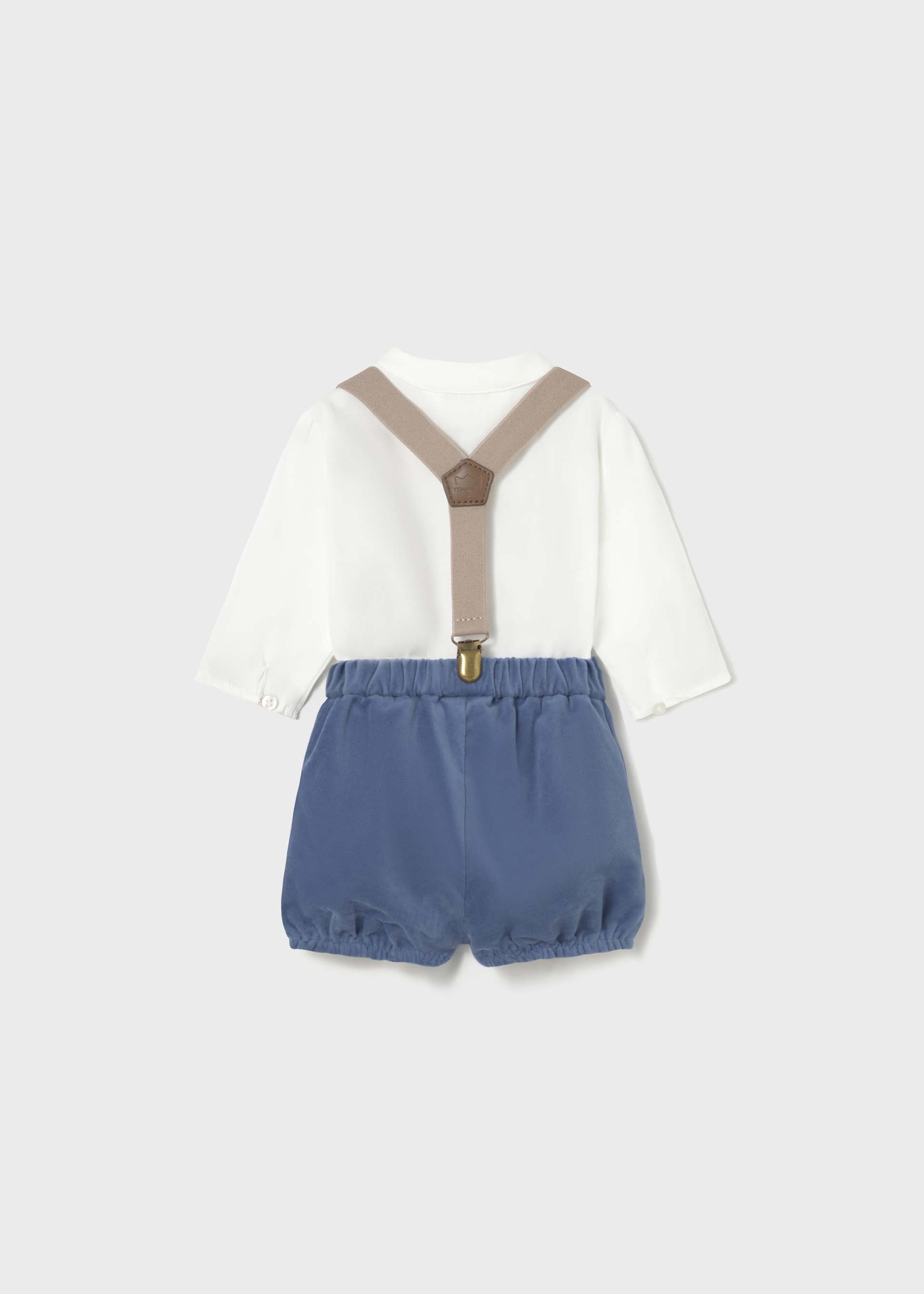 Newborn Boy Shorts with Suspenders and Shirt Set