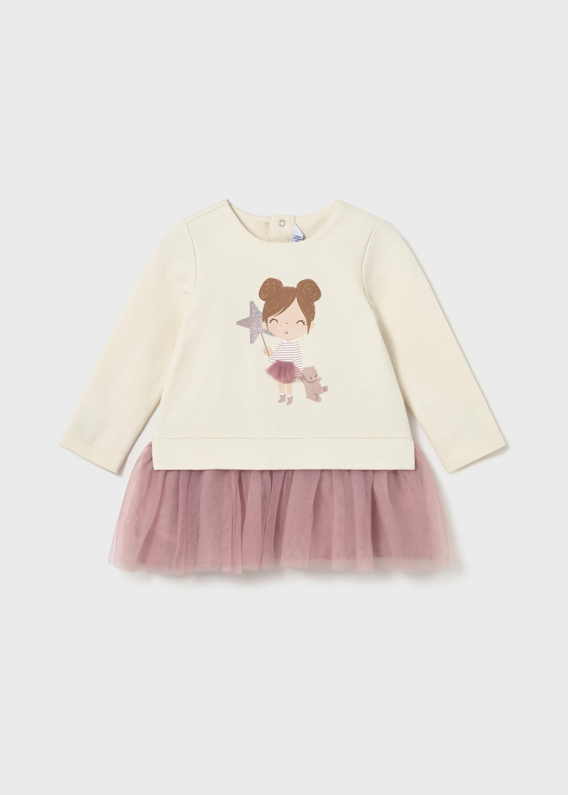 Vestido felpa y tul bebé