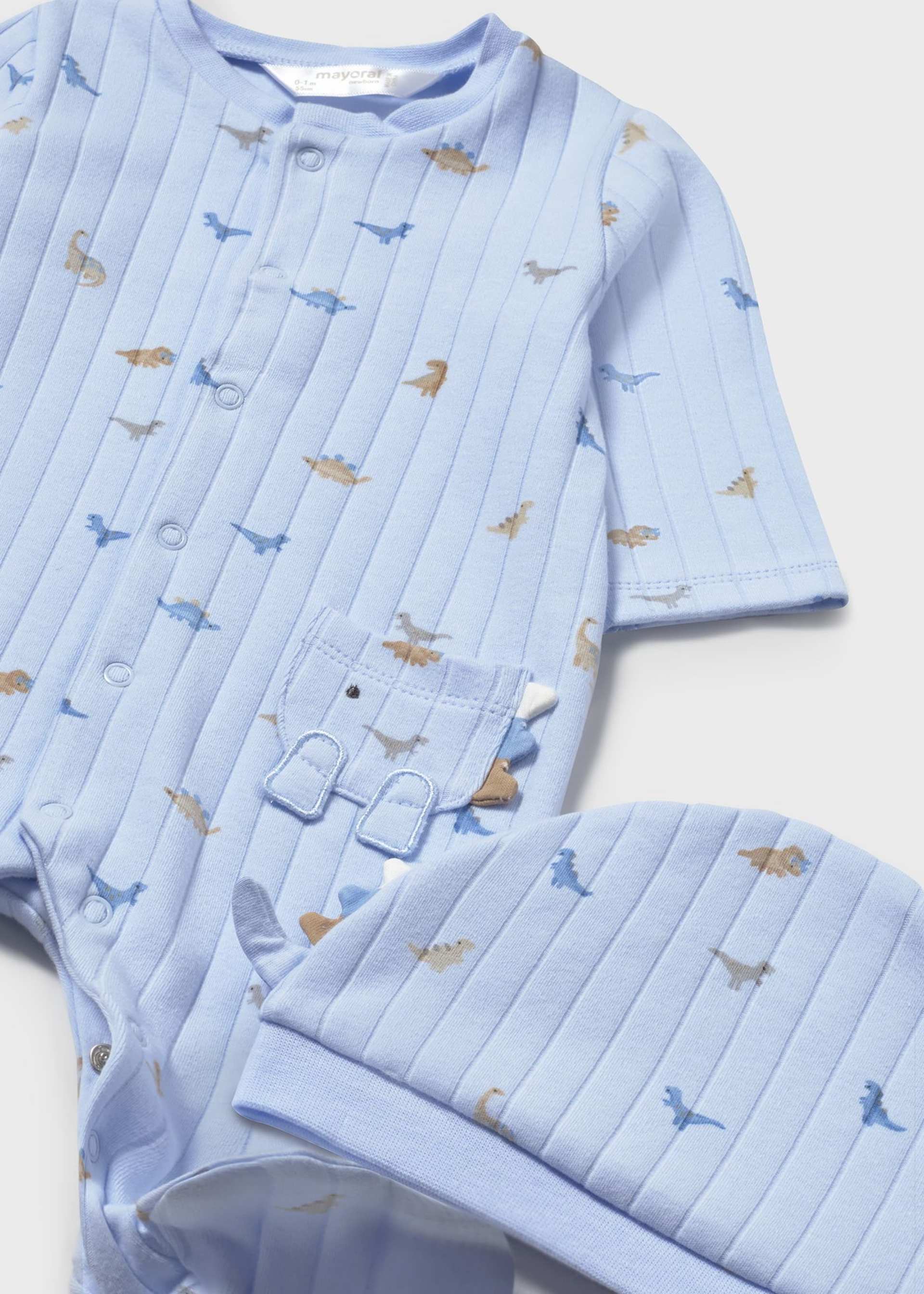 Newborn dinosaur print romper with hat