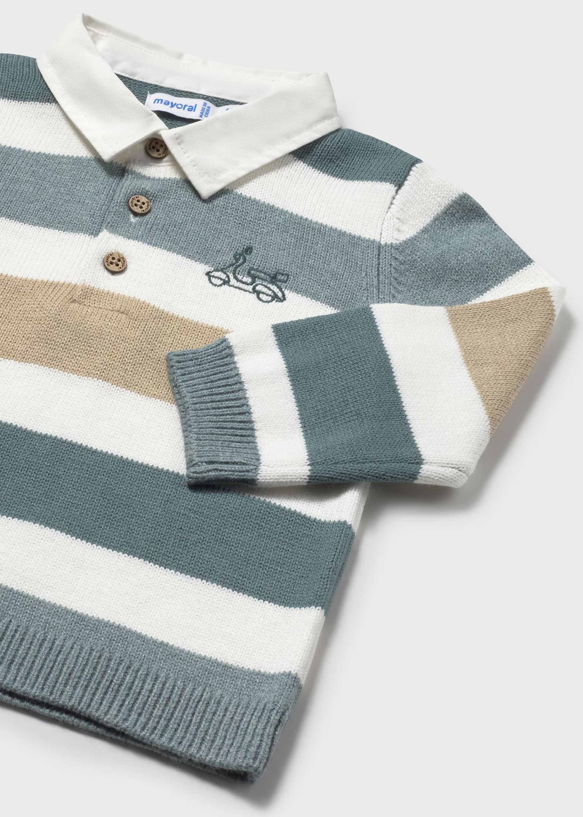 Pull à col polo rayé bébé