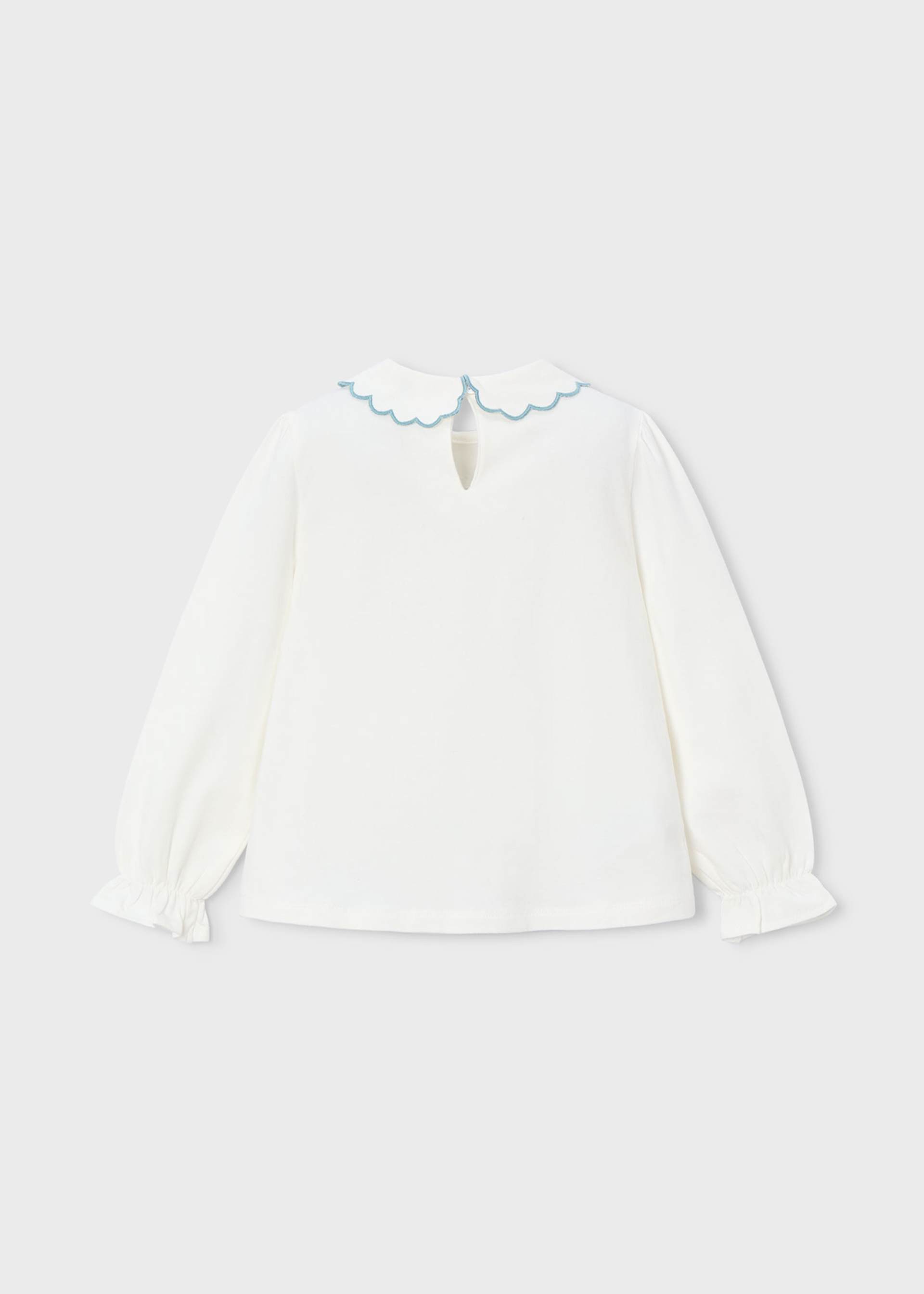 Blouse col brodé fille