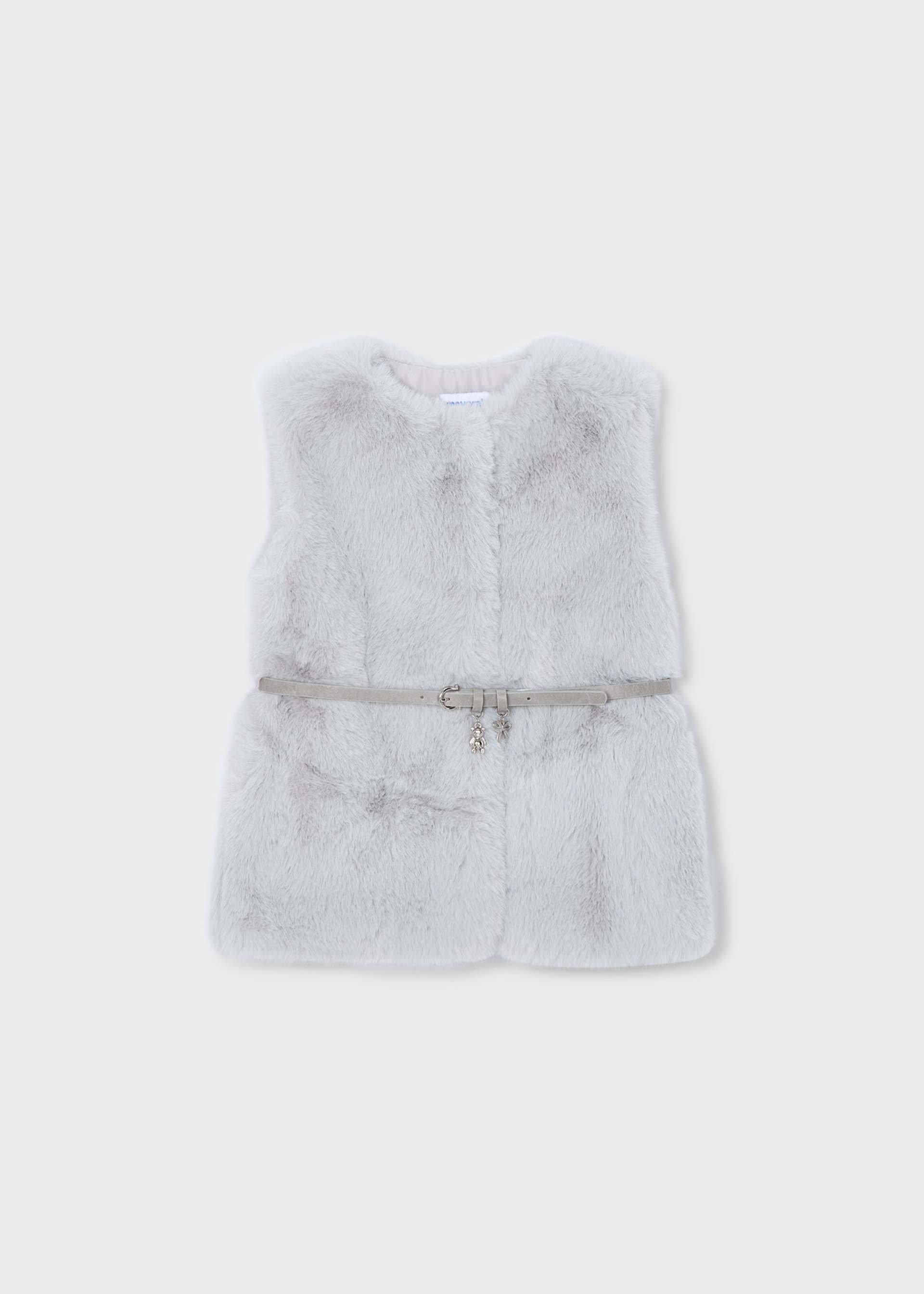 Girls fur gilet with belt