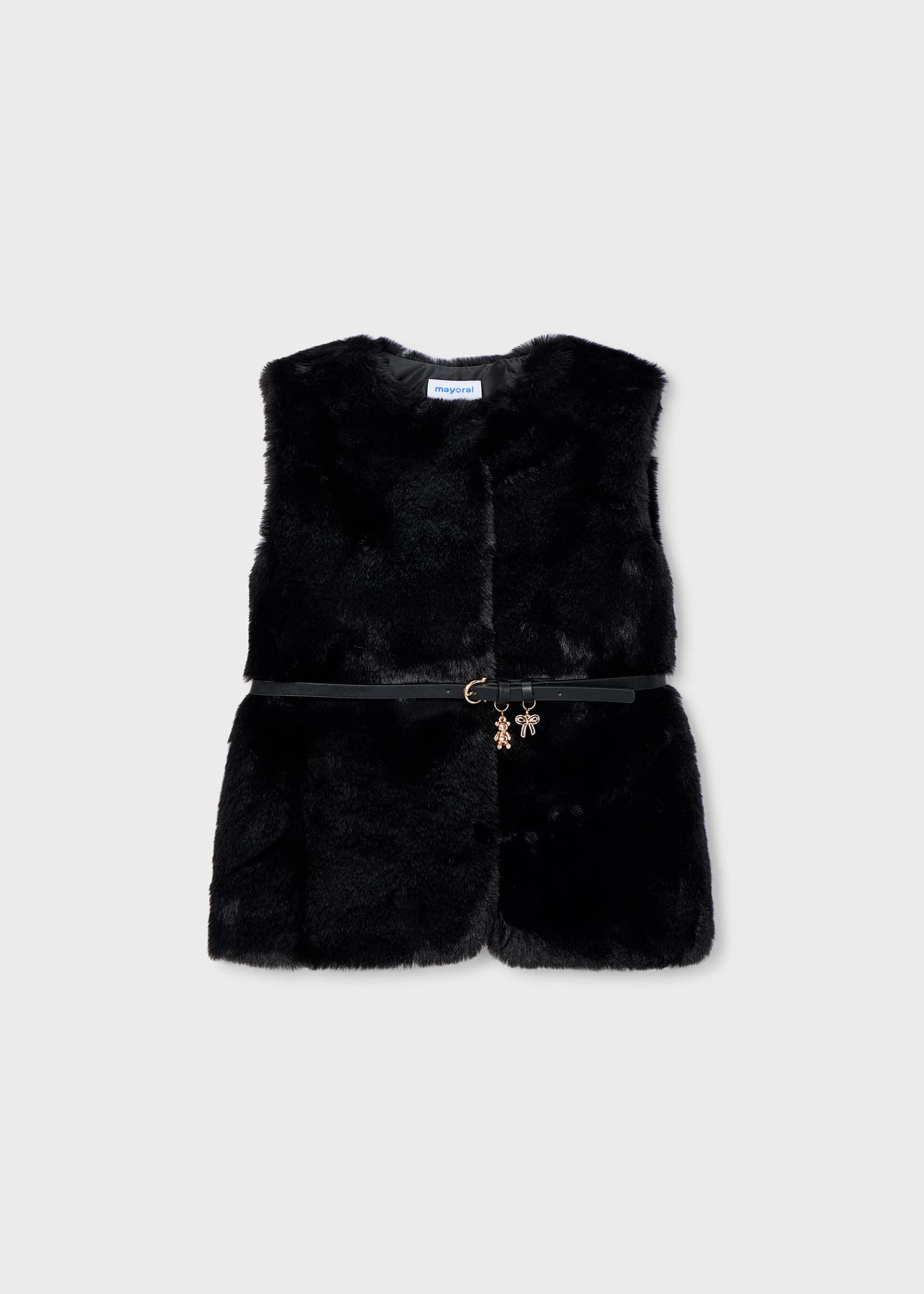 Girls fur gilet with belt