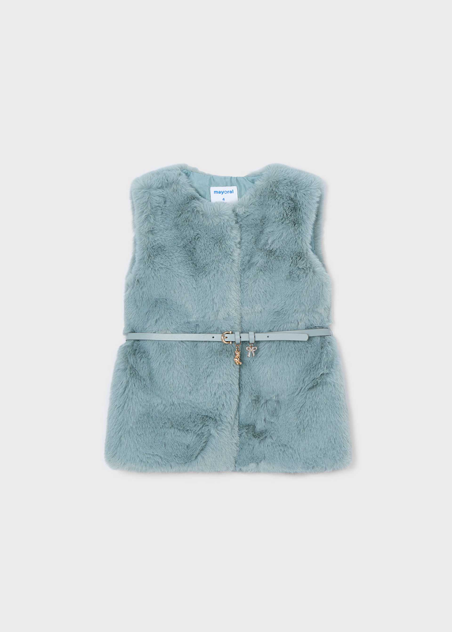 Girl Belted Faux Fur Vest