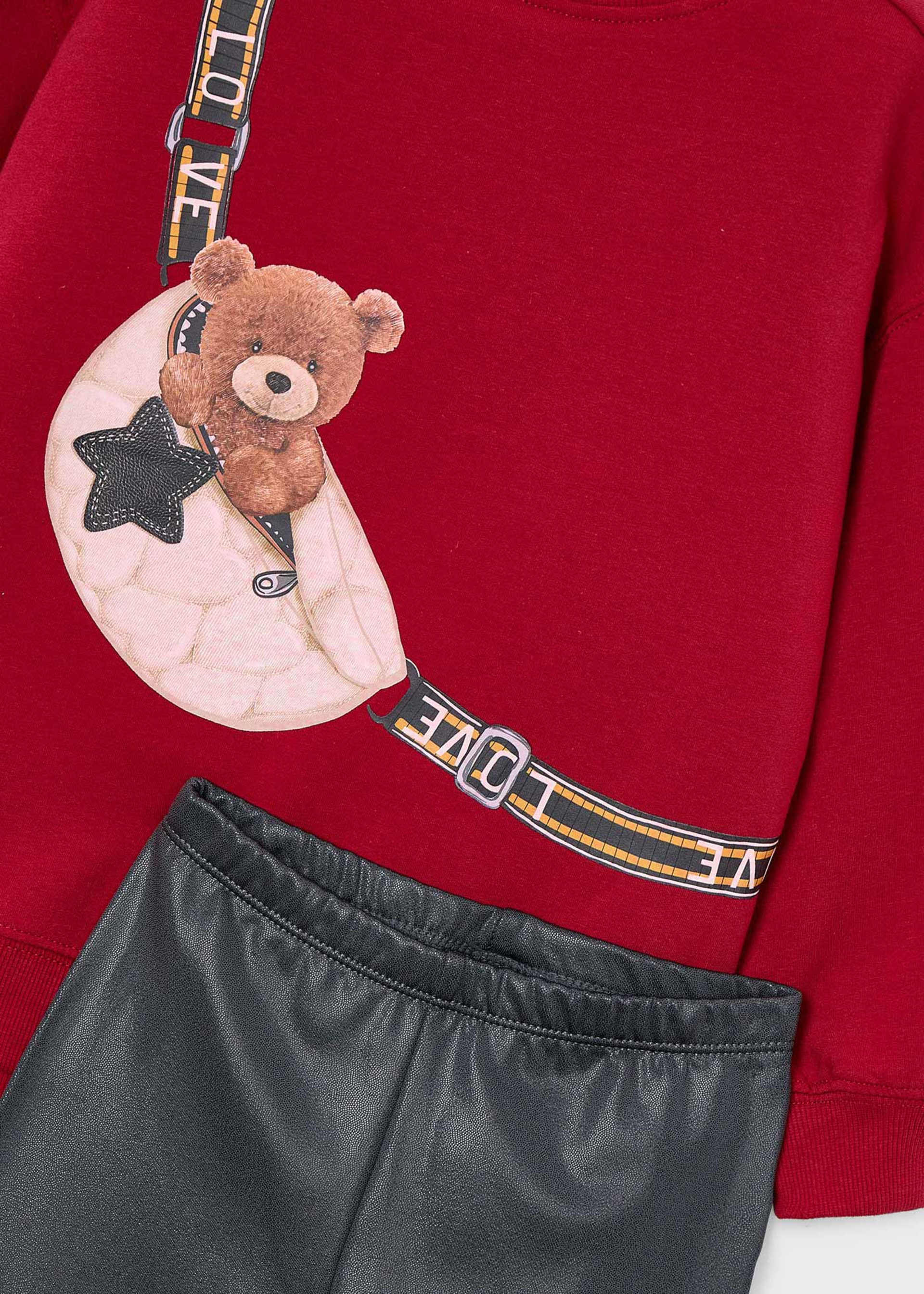 Conjunto legging y sudadera osito niña