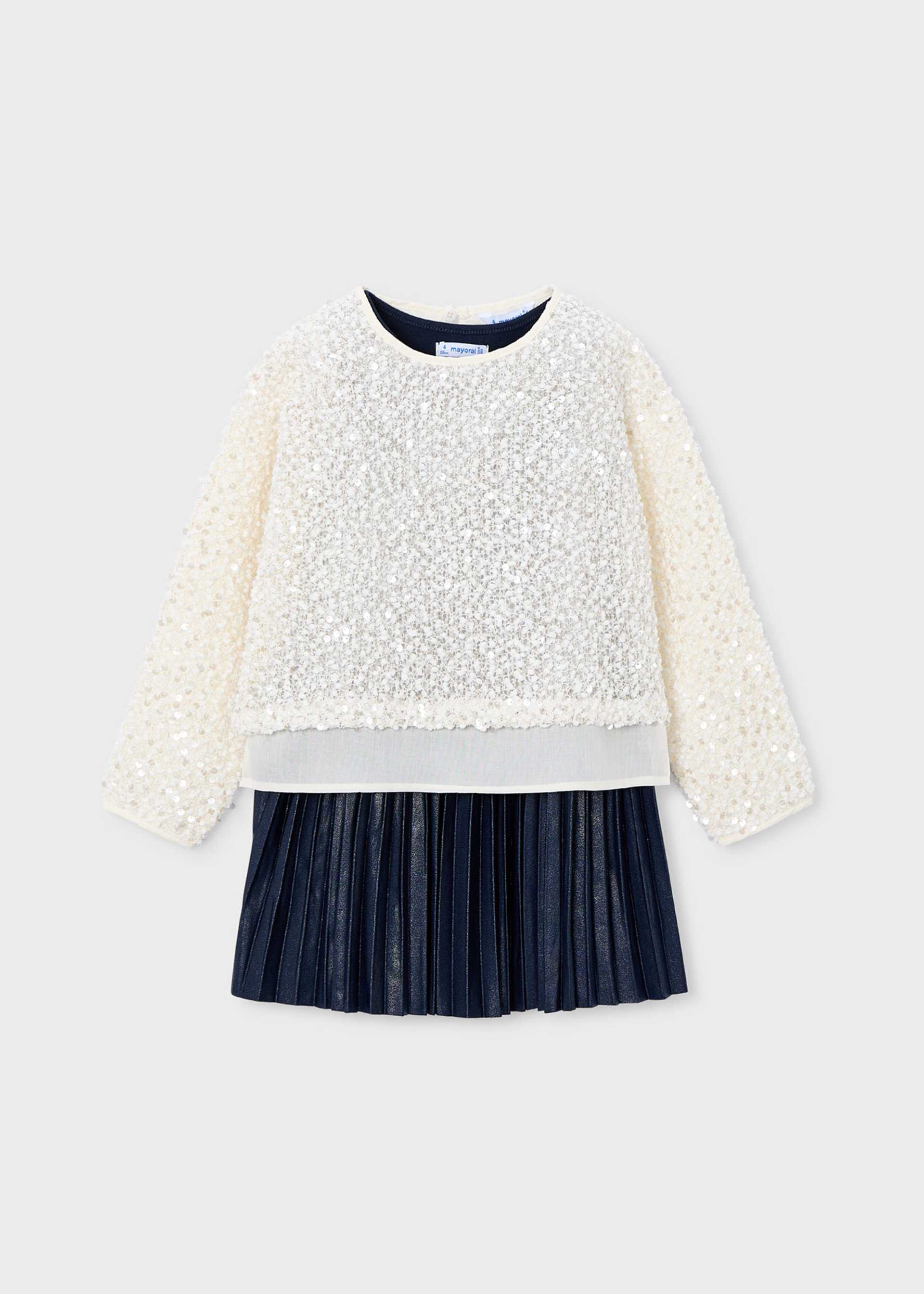 Vestido combinado lentejuelas niña