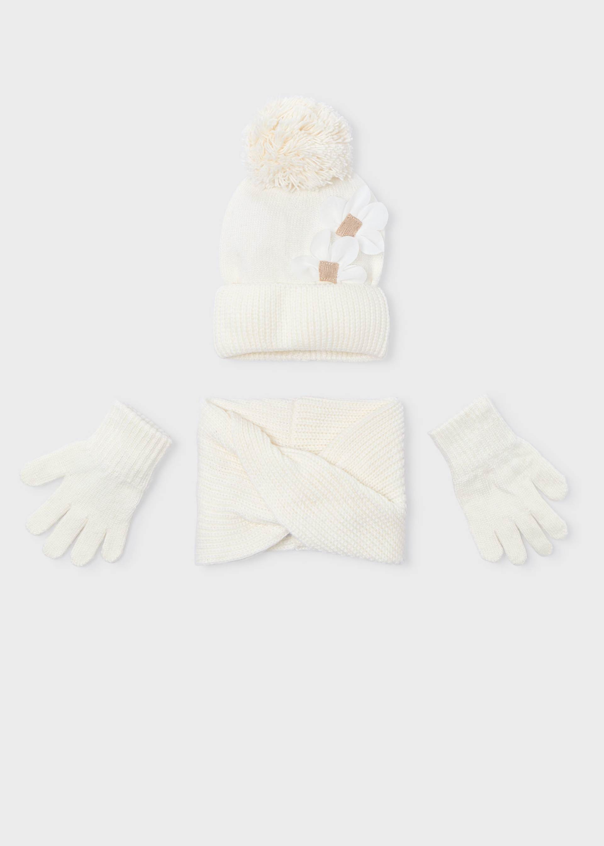 Conjunto 3 piezas bufanda niña