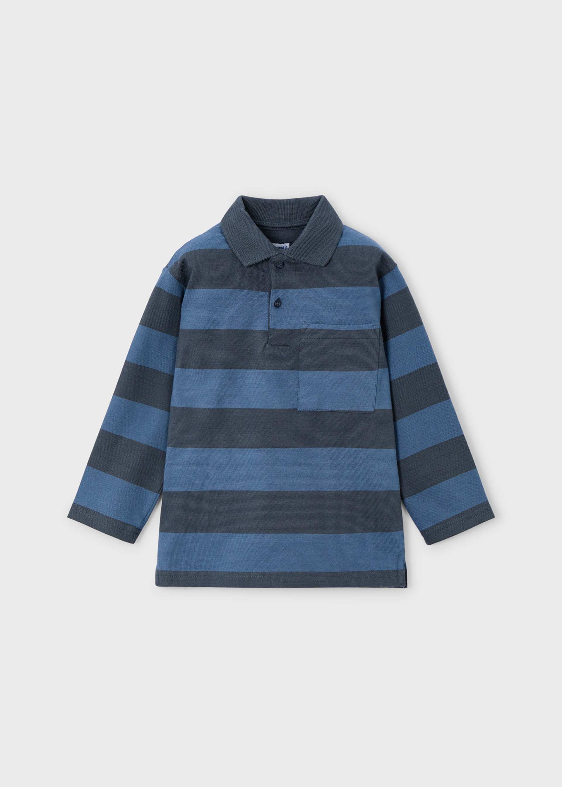 Boys long sleeved striped polo shirt