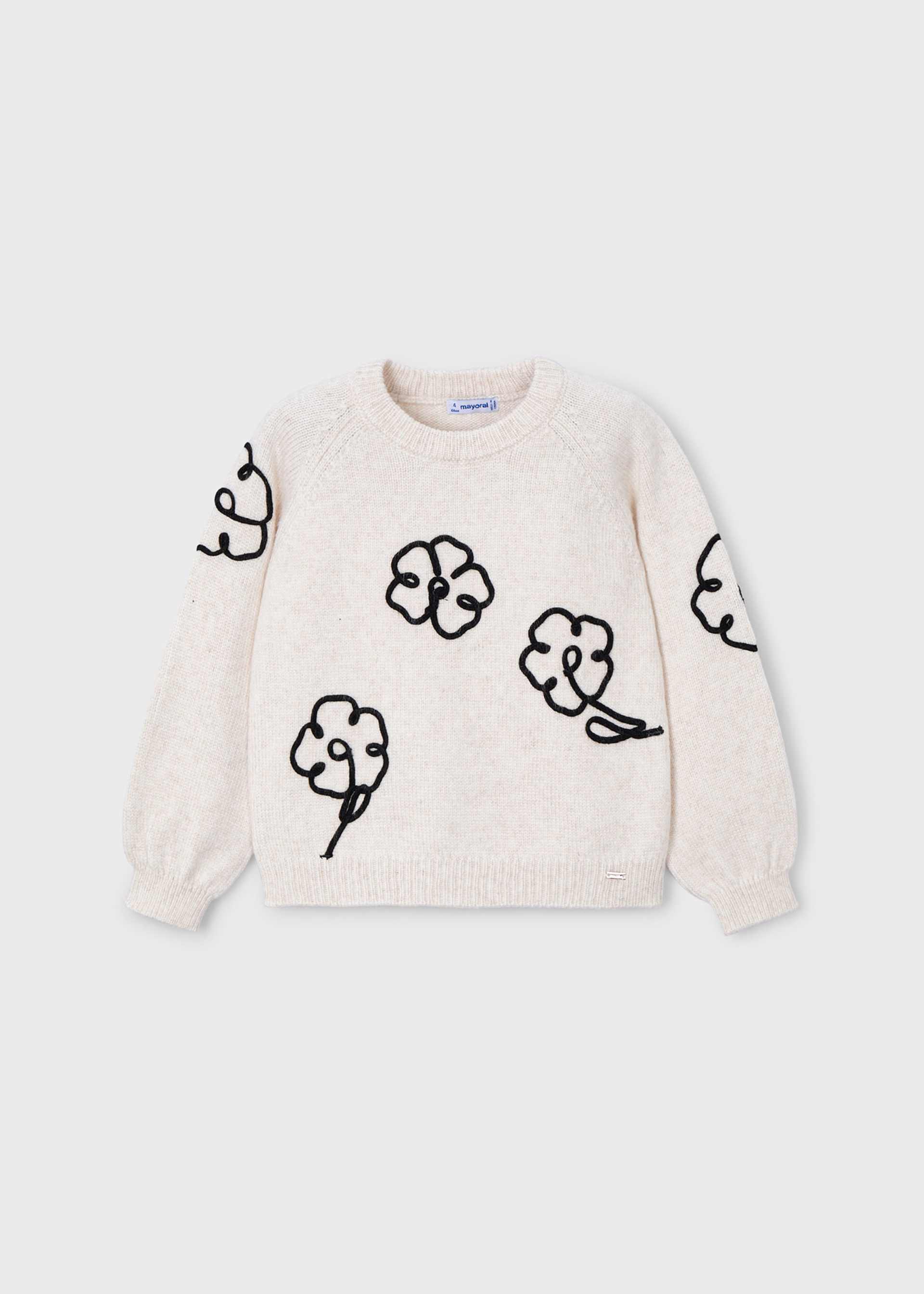 Pull appliqué fleurs fille