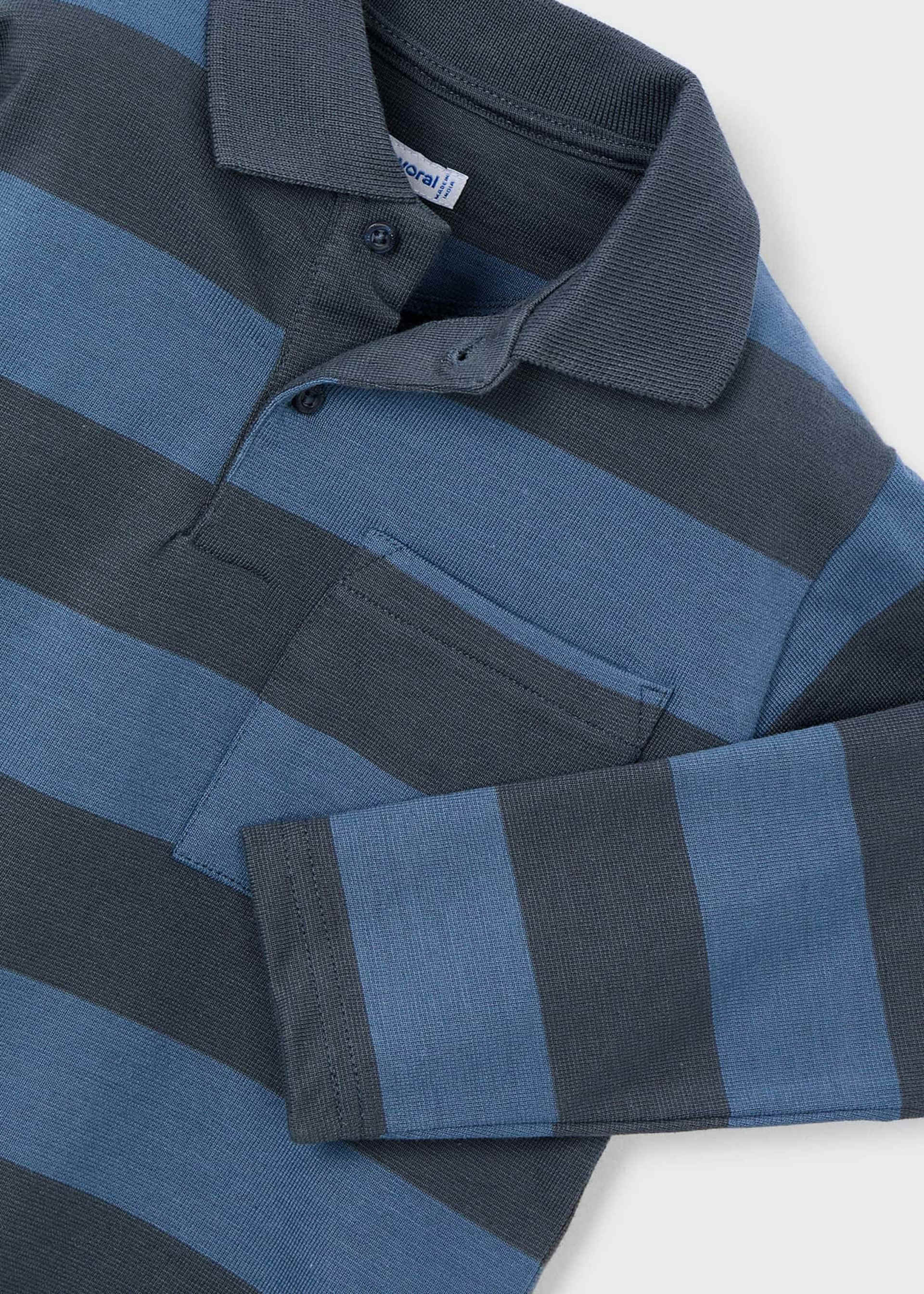 Boys long sleeved striped polo shirt