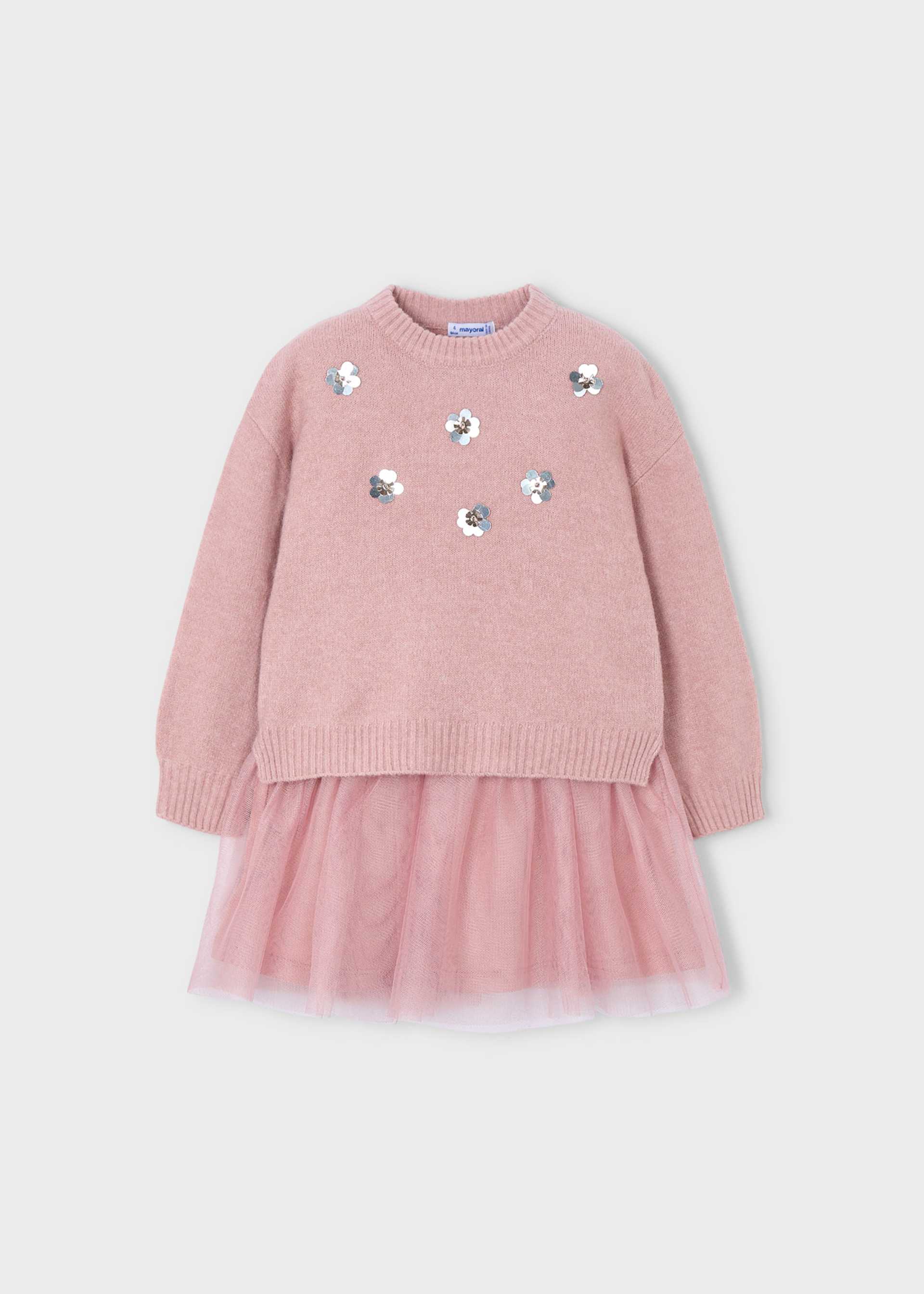 Vestido tricô combinado menina