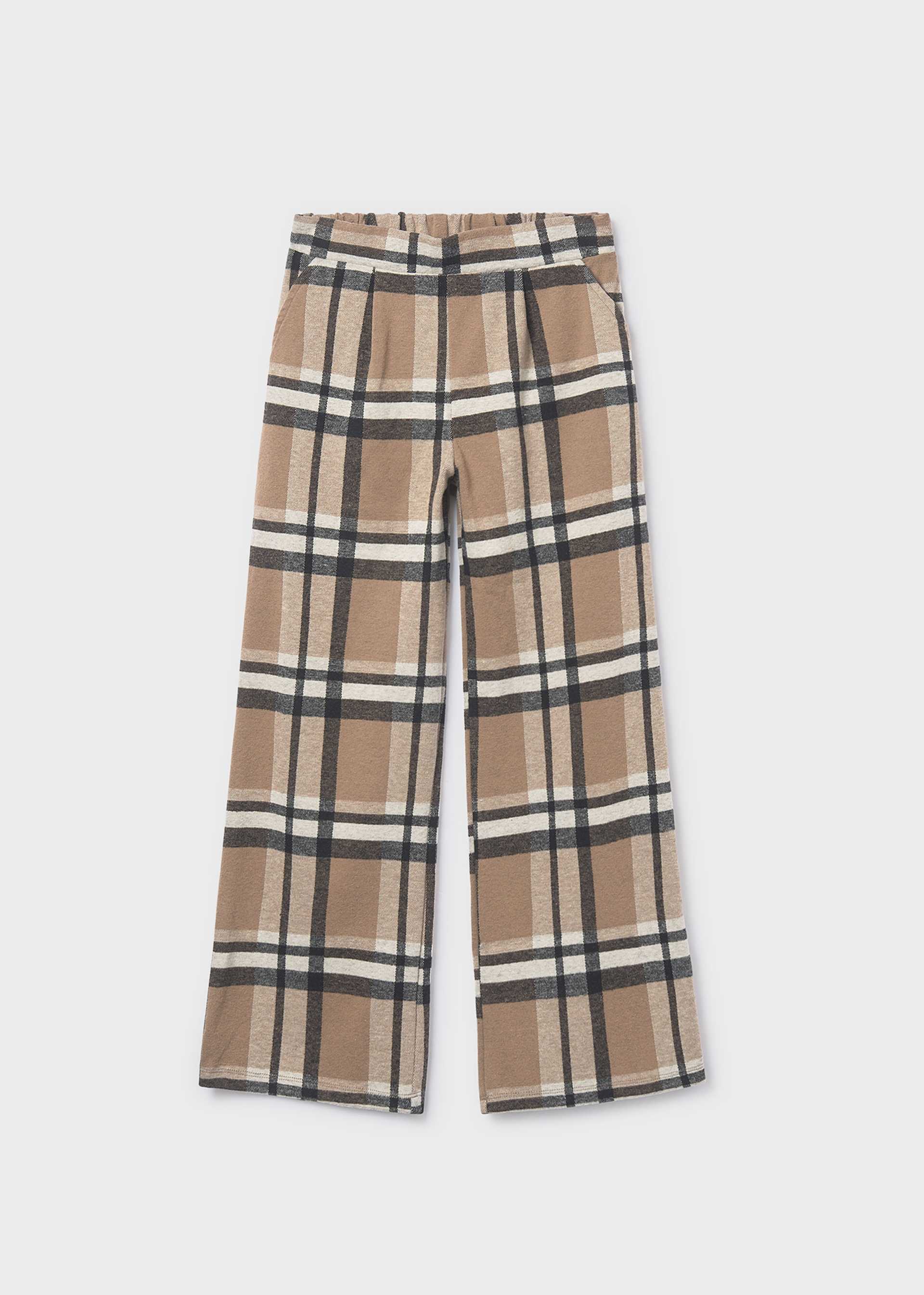Calças culotte jacquard quadrados rapariga