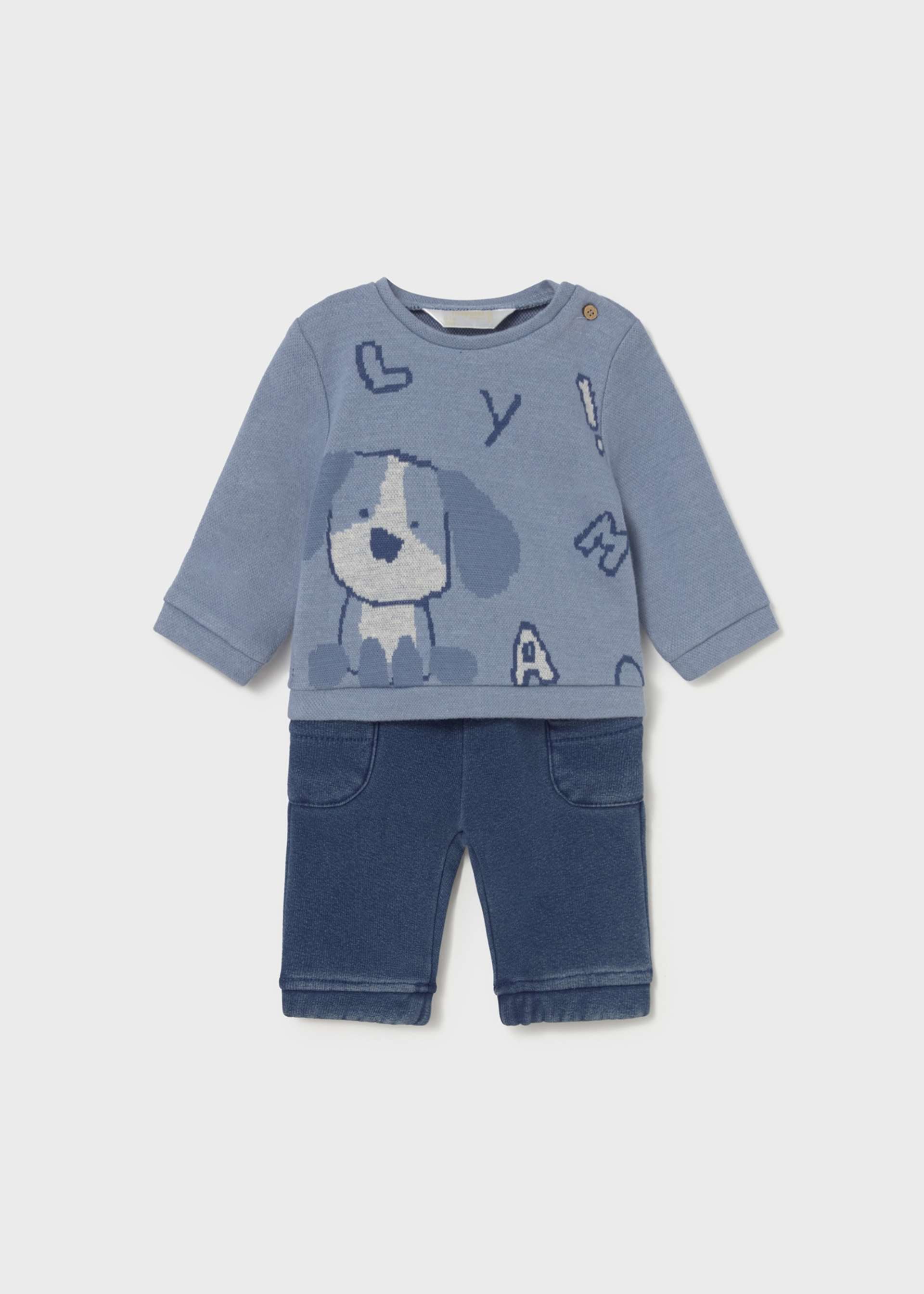 Conjunto pantalón y sudadera perrito recién nacido