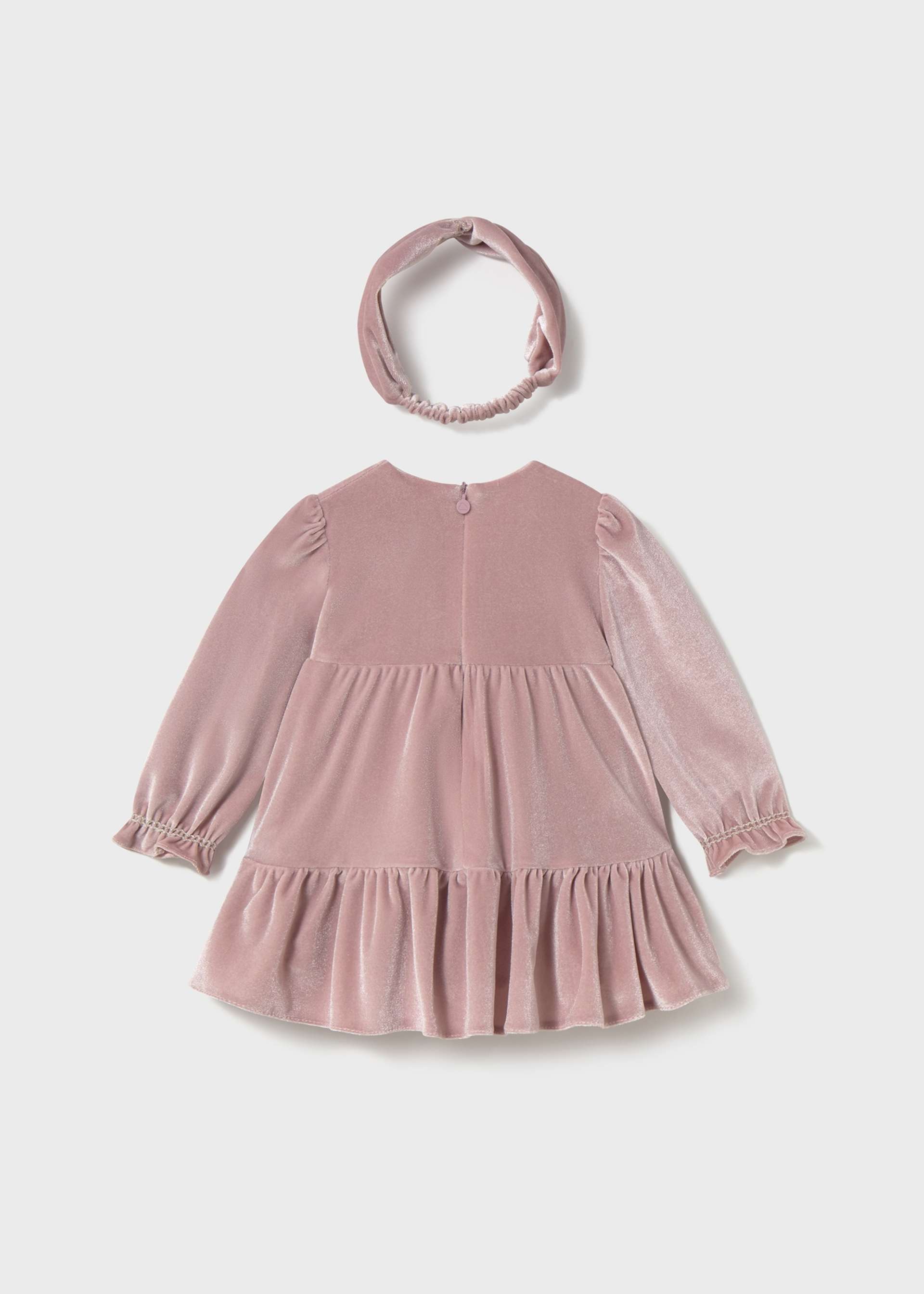 Vestido aveludado com fita bebé