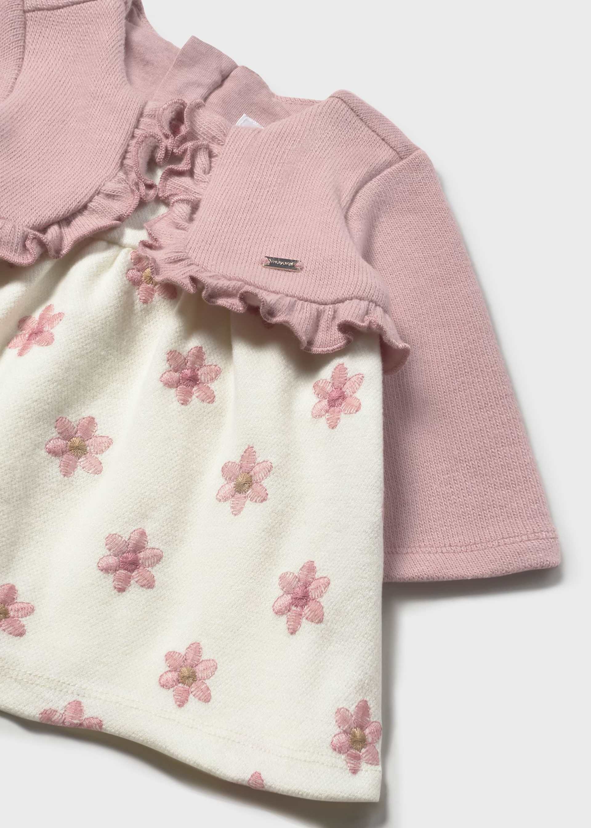 Robe avec cardigan simulé nouveau-né Robe avec cardigan simulé nouveau-né