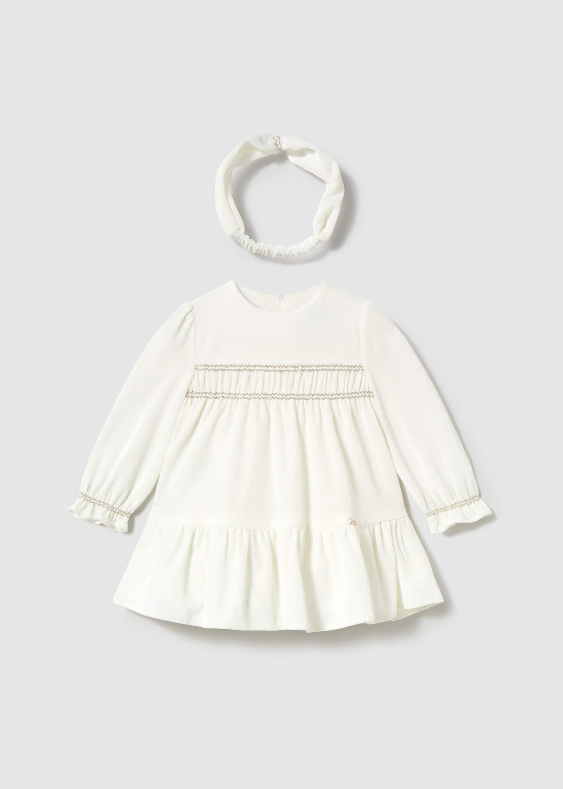 Vestido aveludado com fita bebé