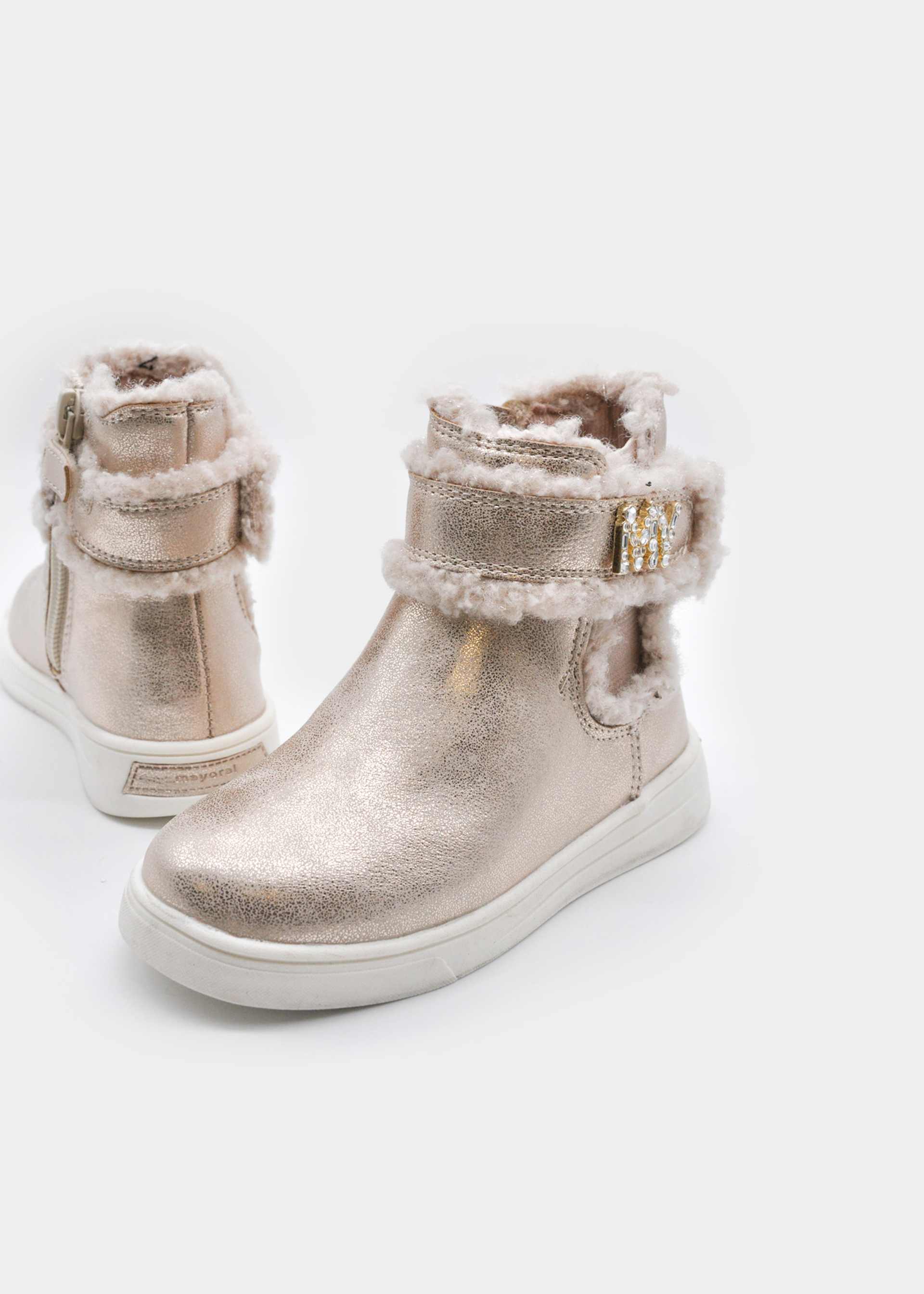 Girl metallic fur detailed boot Girl metallic fur detailed boot