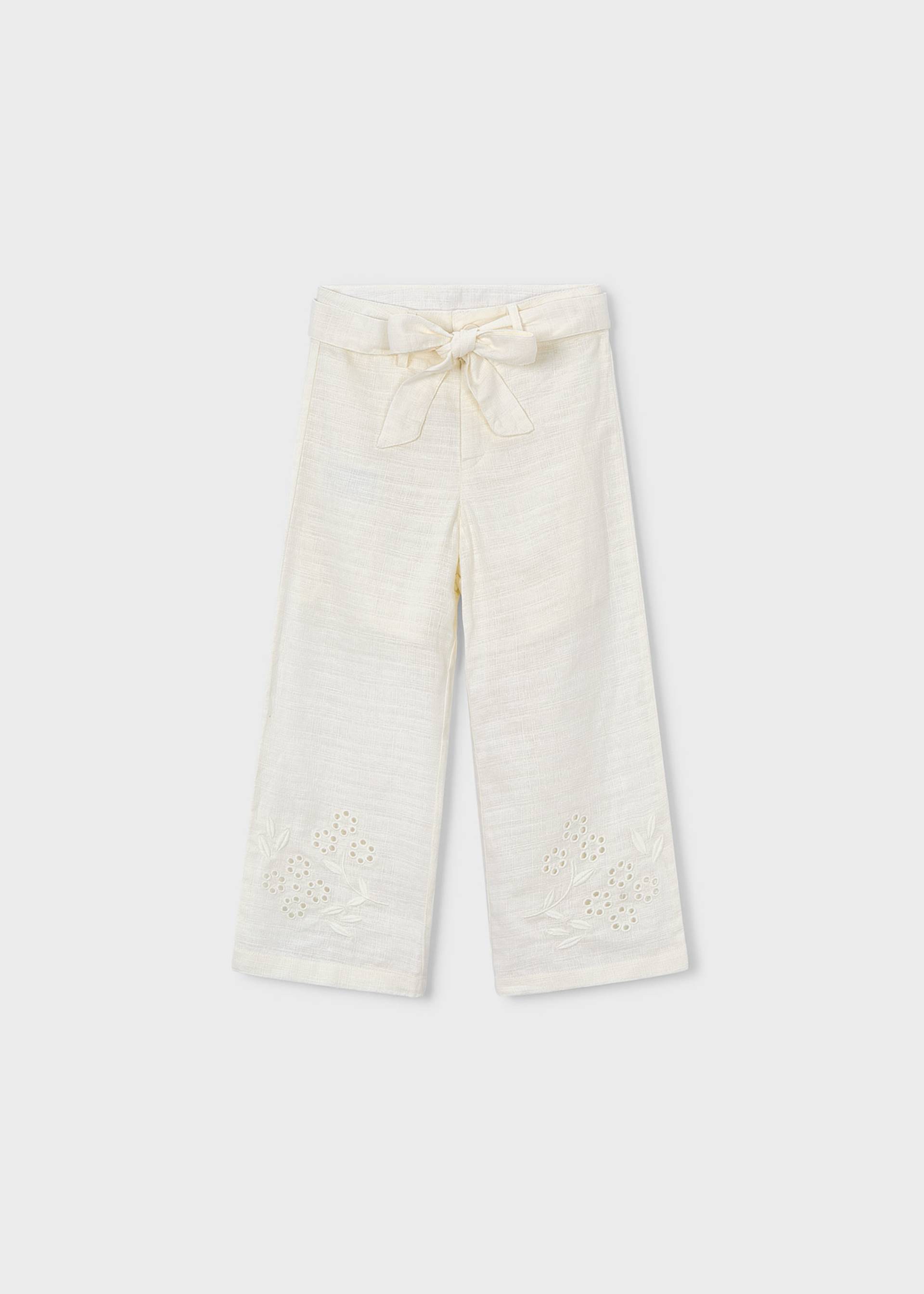 Girl Embroidered Linen Pants