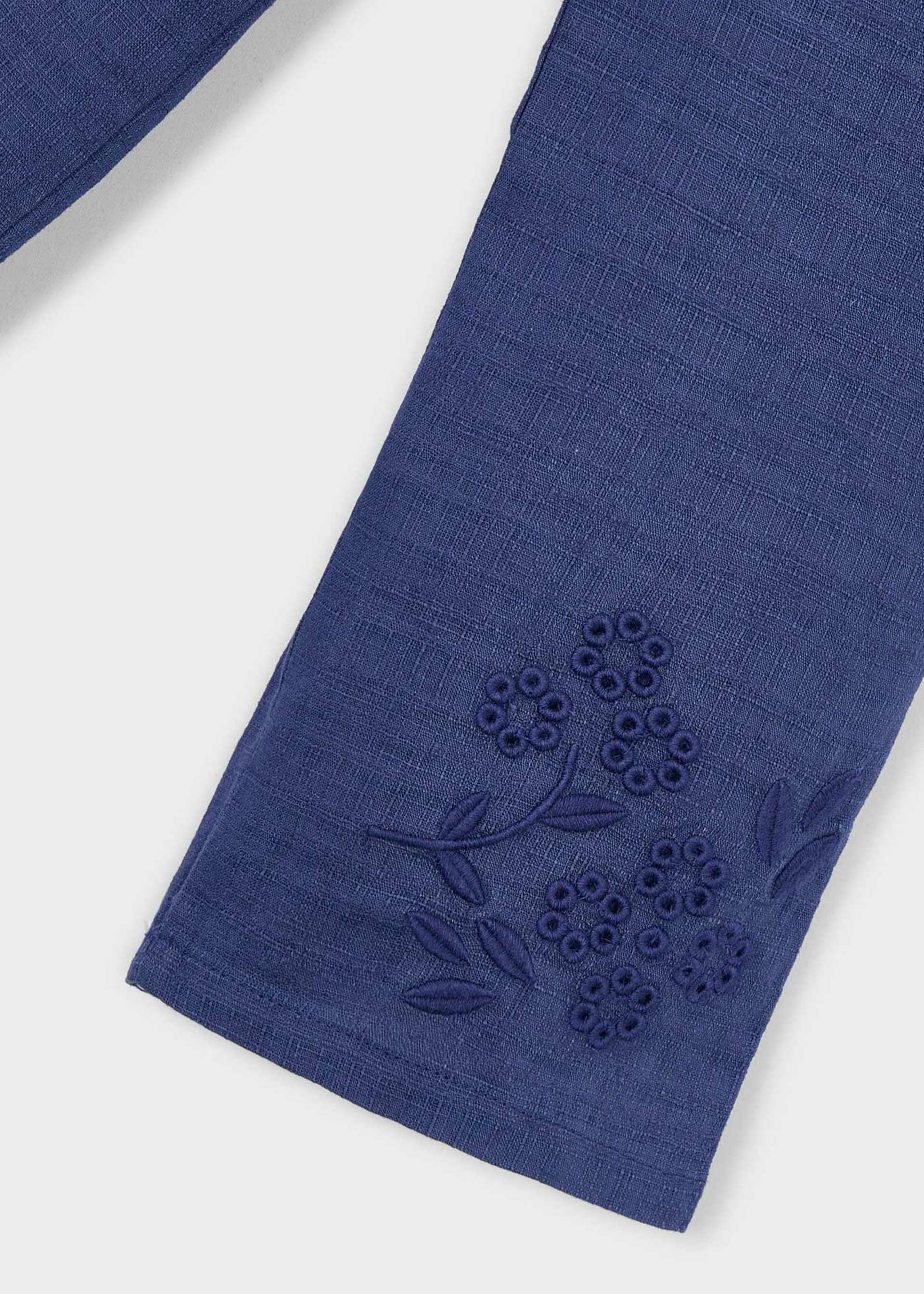 Pantalon brodé avec lin fille