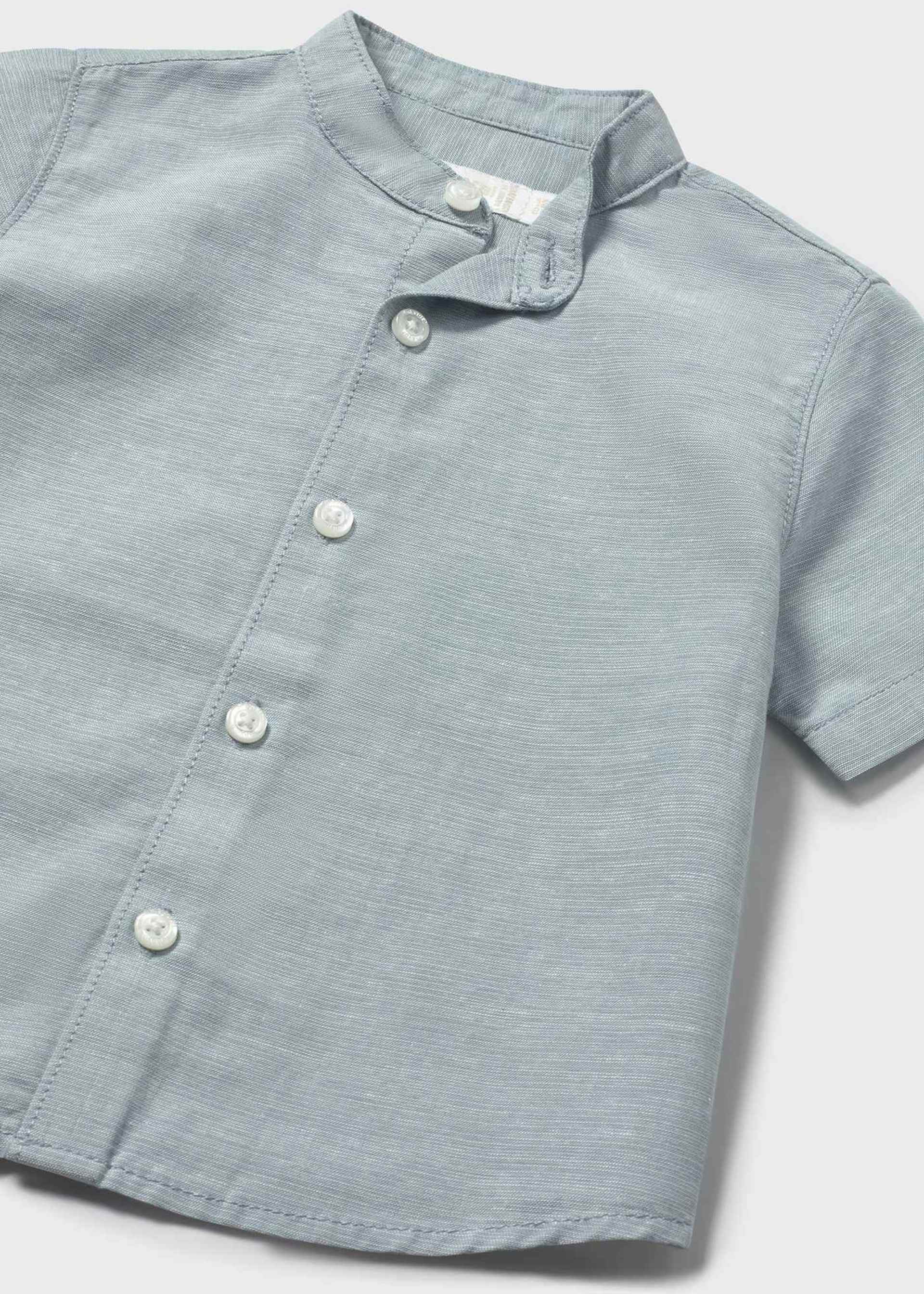Linen shirt with baby mandarin collar