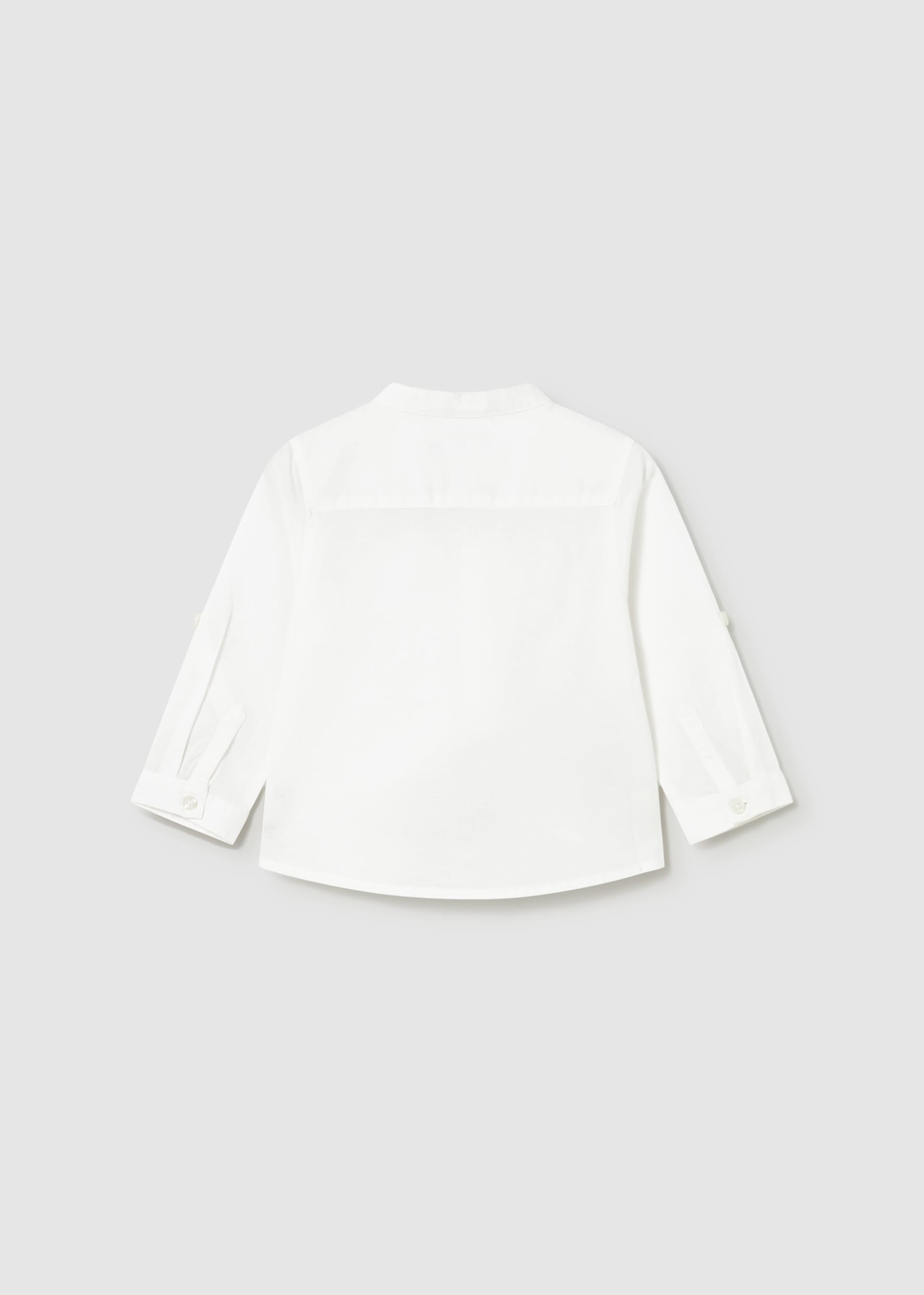 Long-sleeved linen shirt with baby mandarin collar