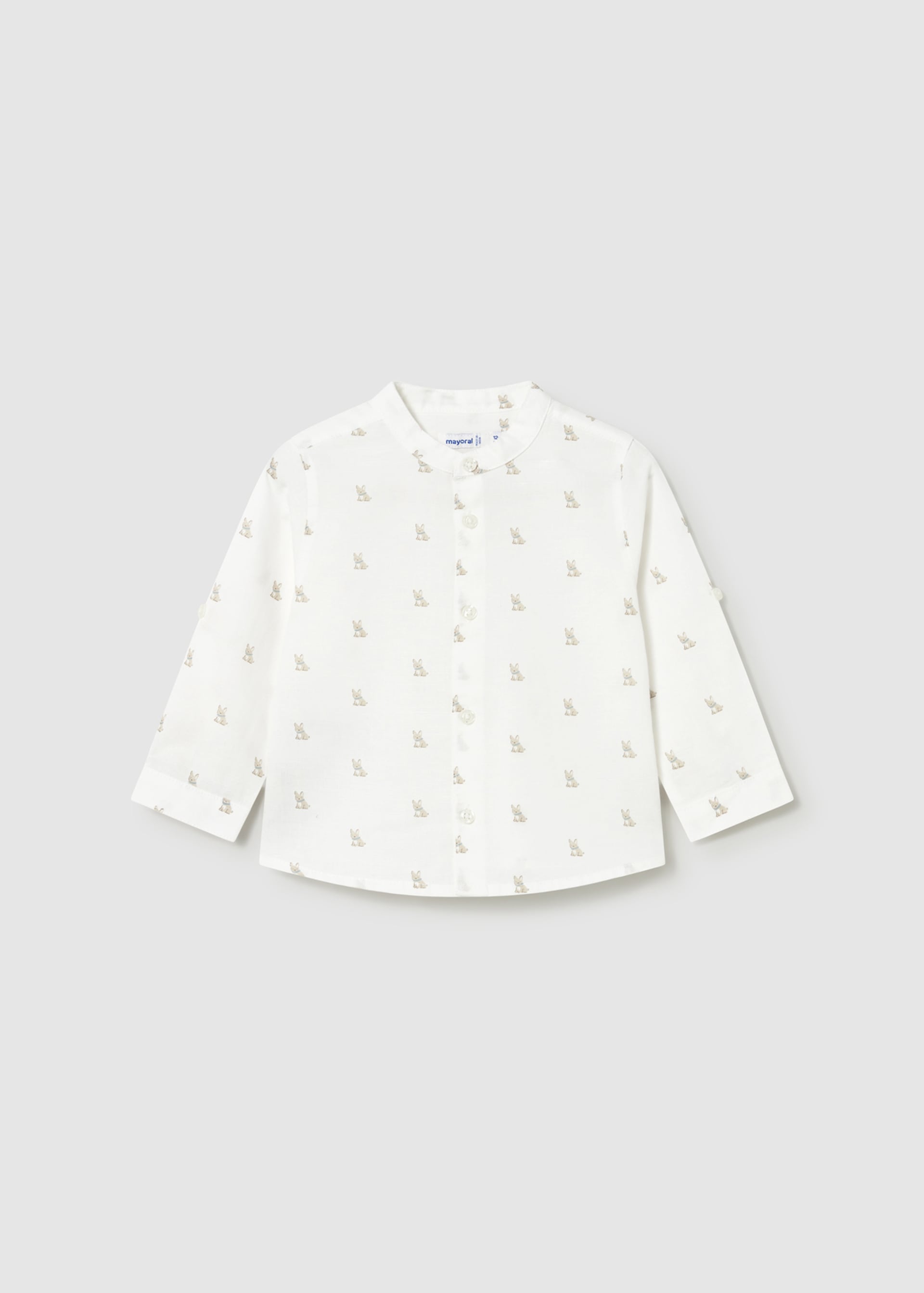 Chemise à manches longues en lin avec col mao bébé