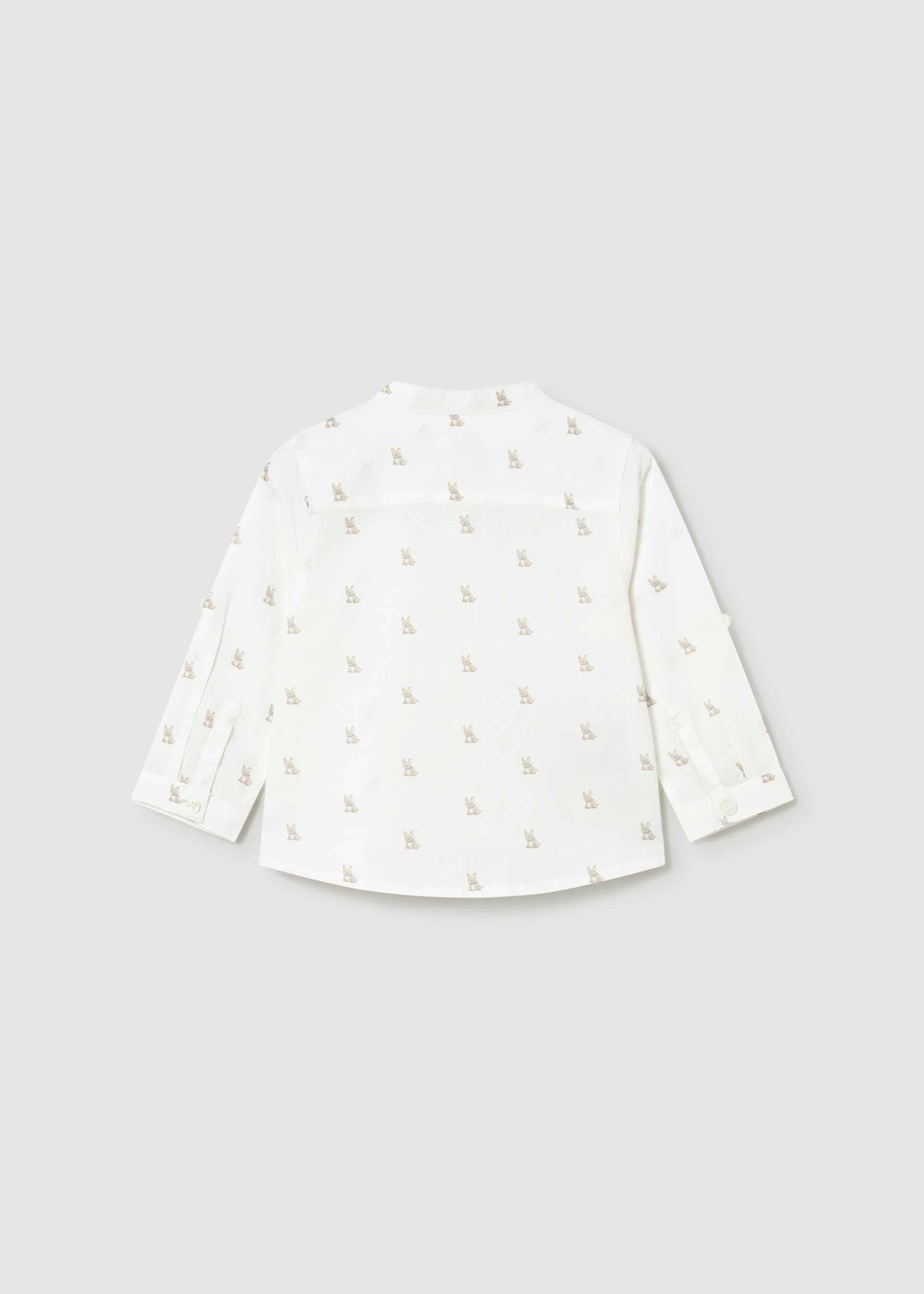 Chemise à manches longues avec lin avec col mao bébé