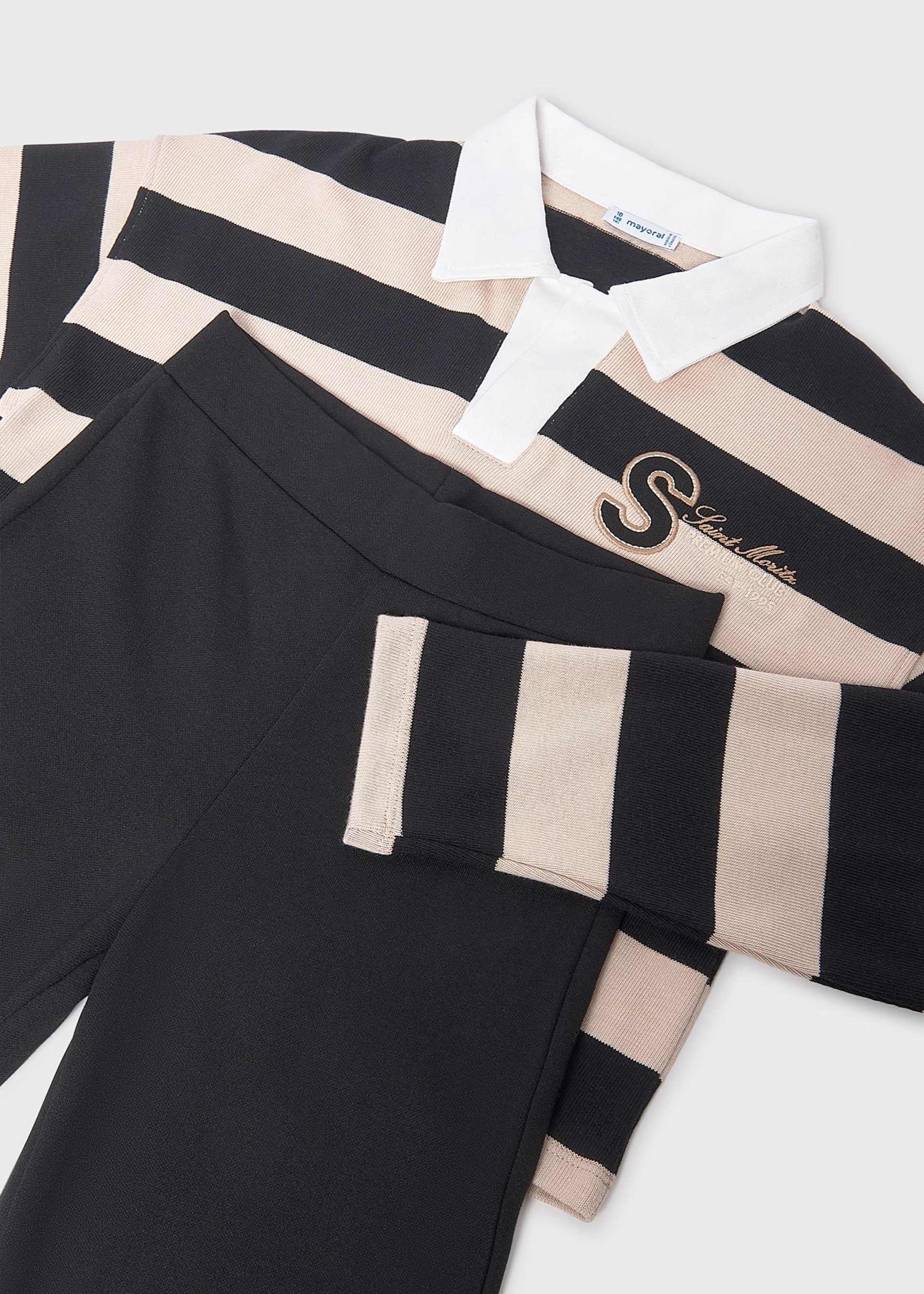 Conjunto pantalón y polo de rayas chica