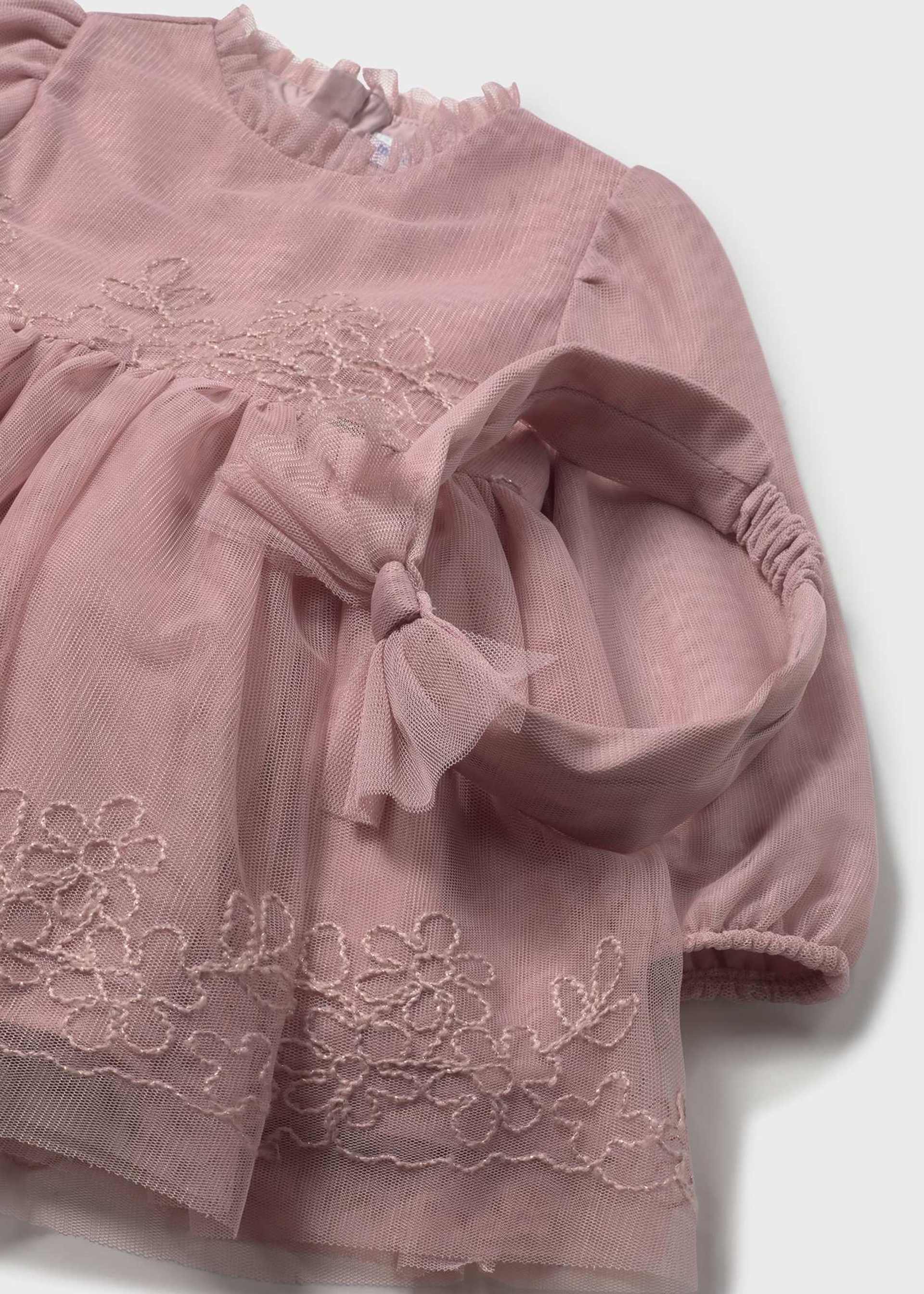 Vestito cerimonia tulle ricamato neonata