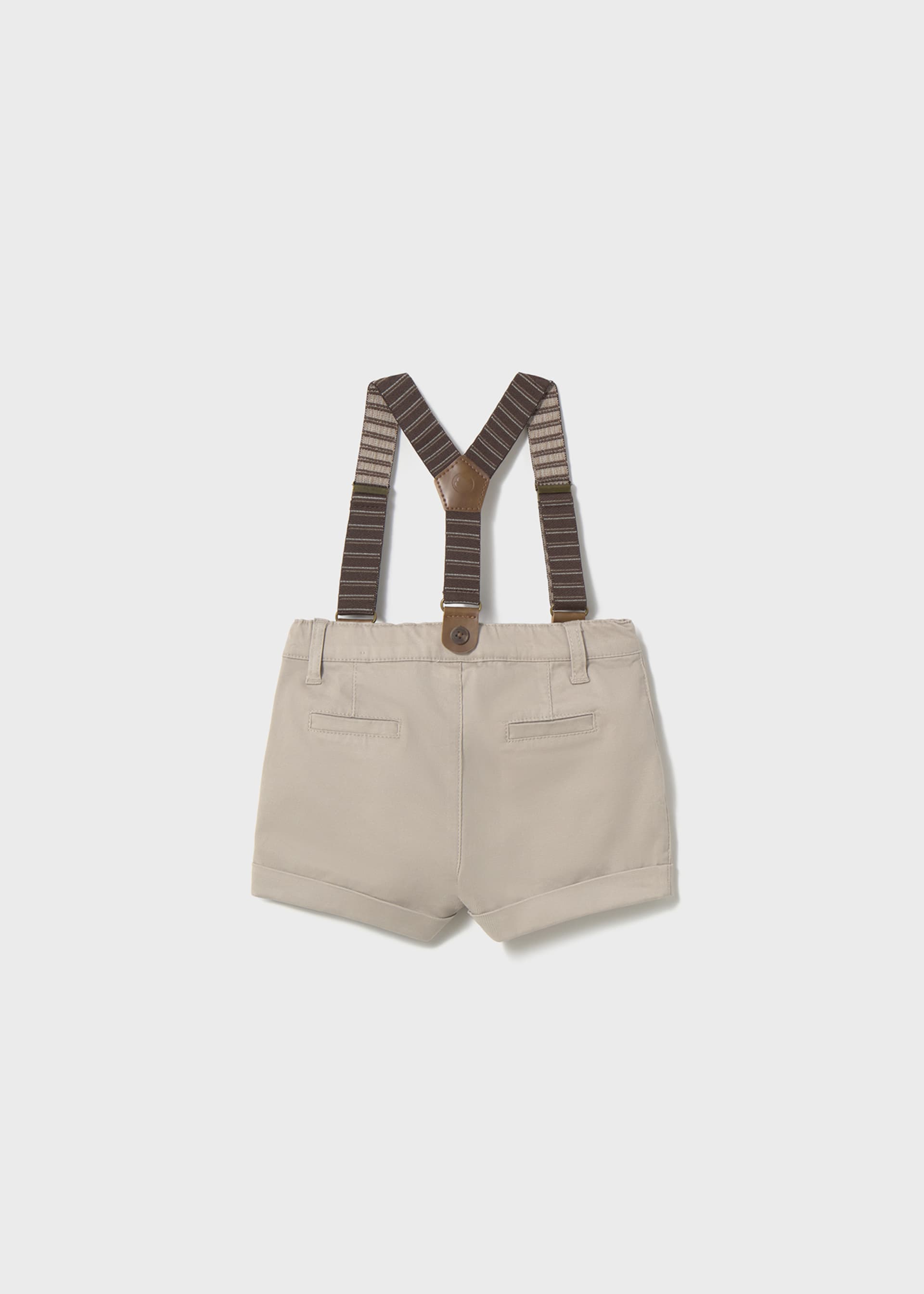 Bermuda piqué suspensórios bebé