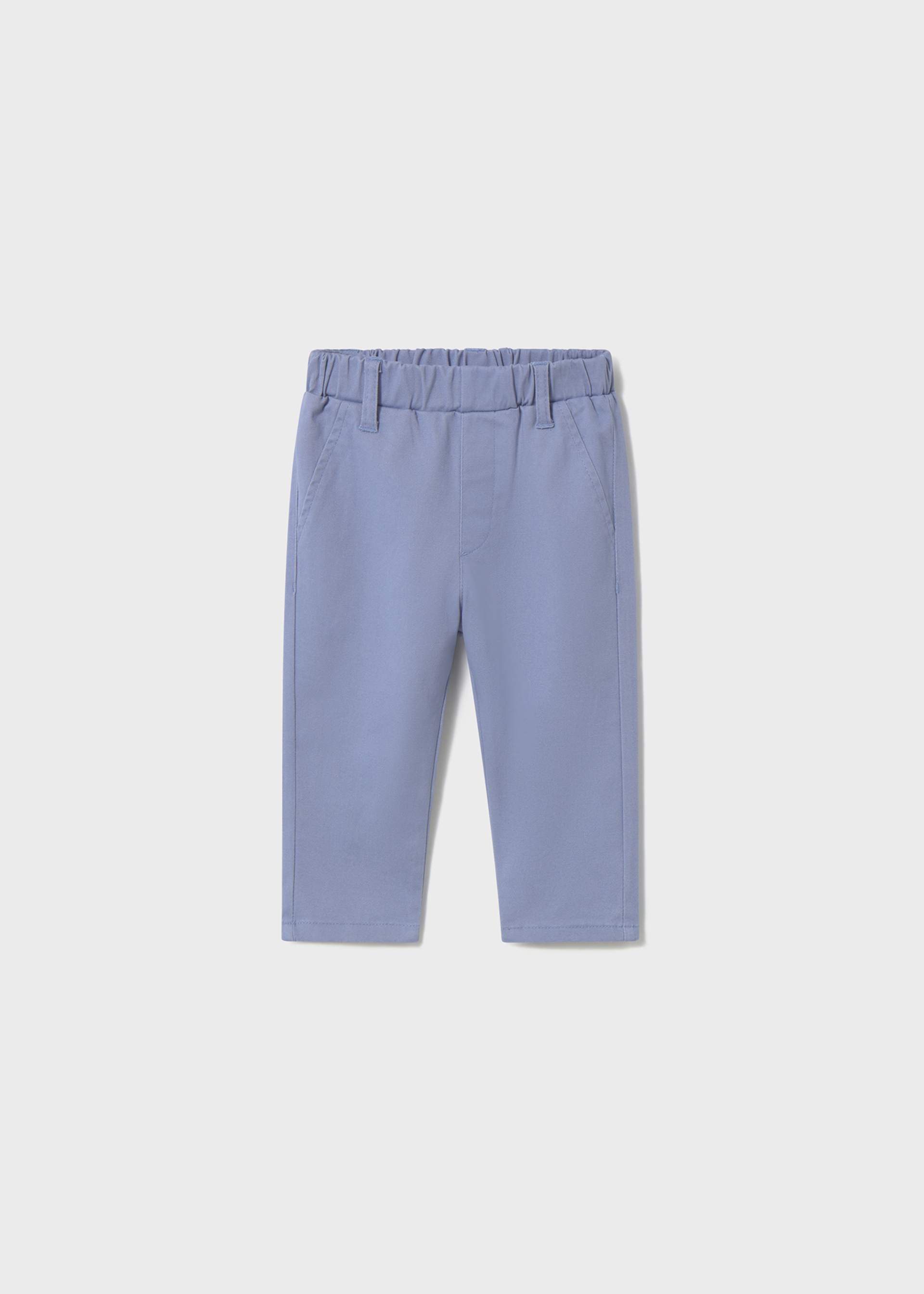 Long chino trousers in piqué fabric
